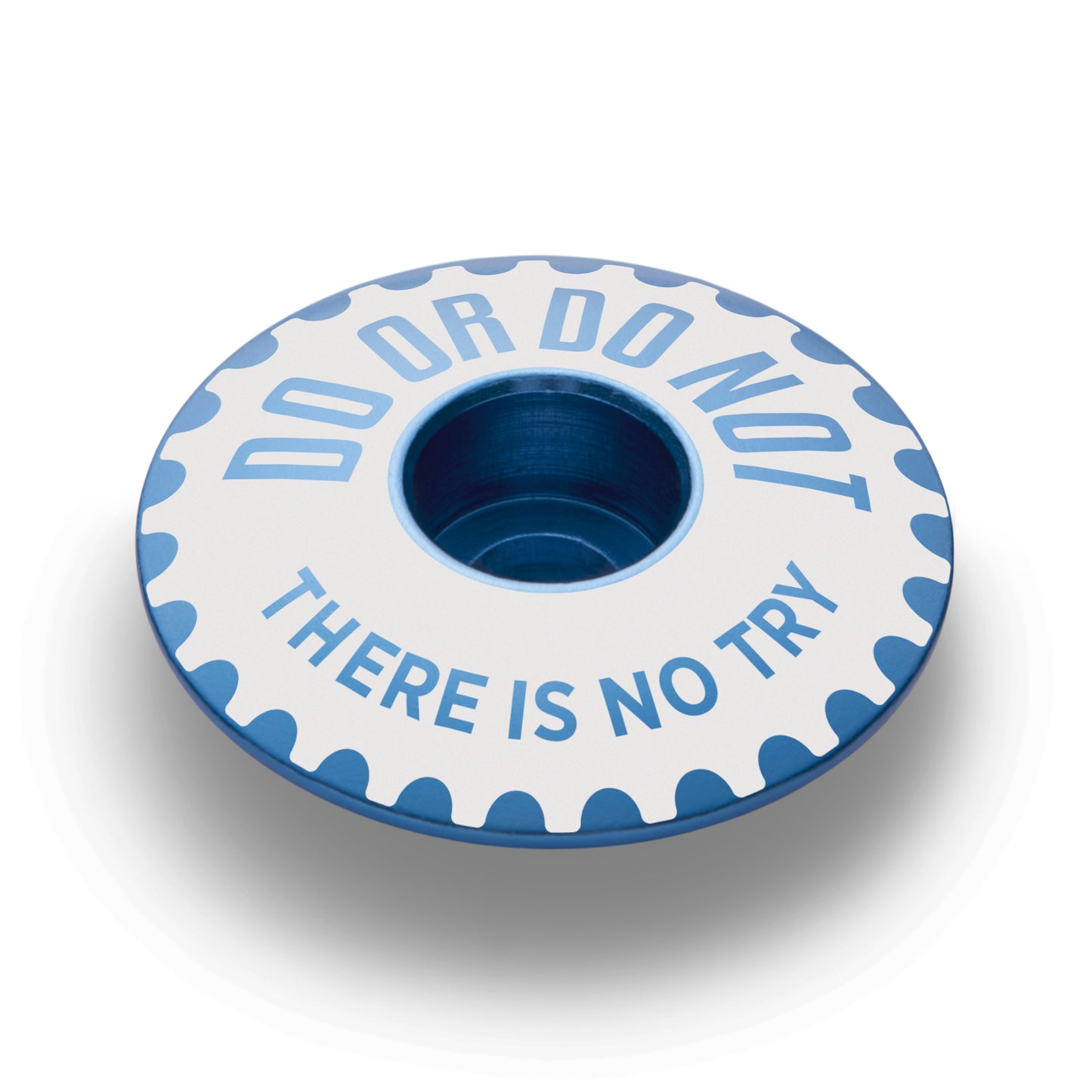 light Blue bicycle stem cap designed for reliable bike components.