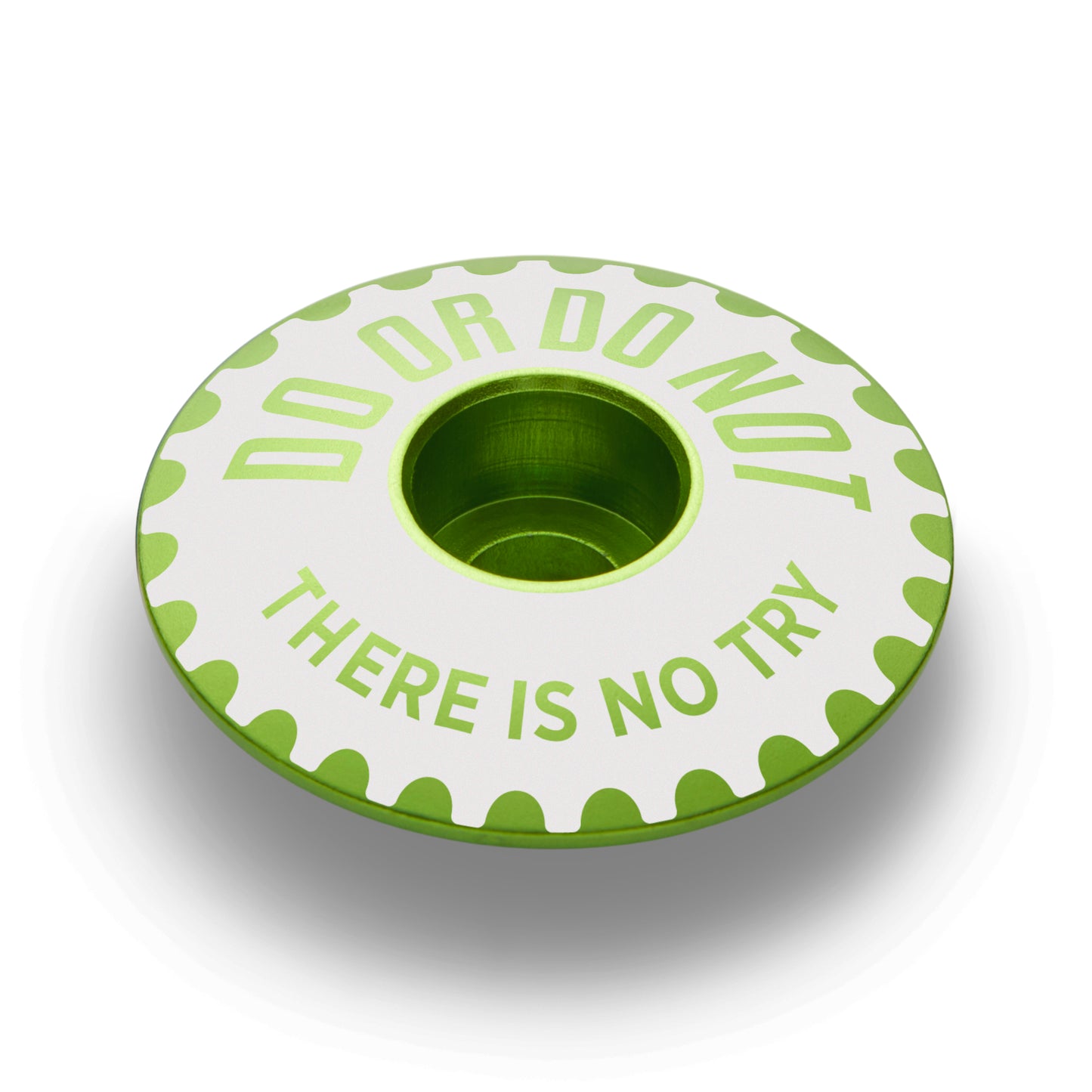 Lime green bike stem cap for personalized cycling accessories.