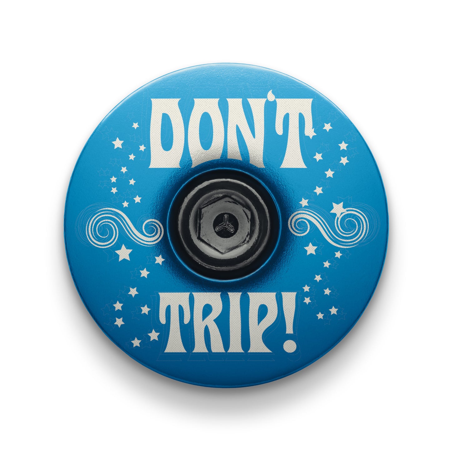 Blue bike top cap for customizing bicycle equipment.