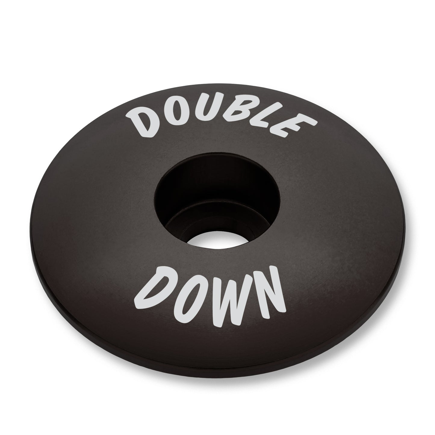 Black custom bicycle headset cap for personalizing your bike's stem top.