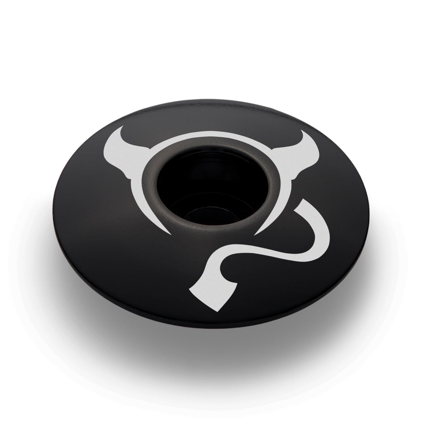 Black bike stem cap designed for 1 1/8" steerer tubes and made from durable 6061 aluminum.