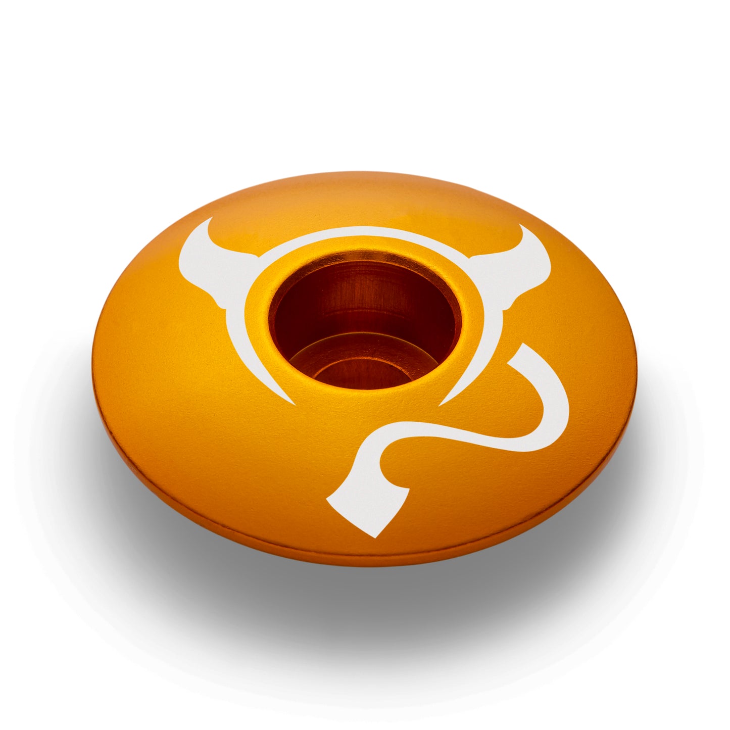 Gold bike headset cap made from lightweight 6061 aluminum designed for custom bikes.