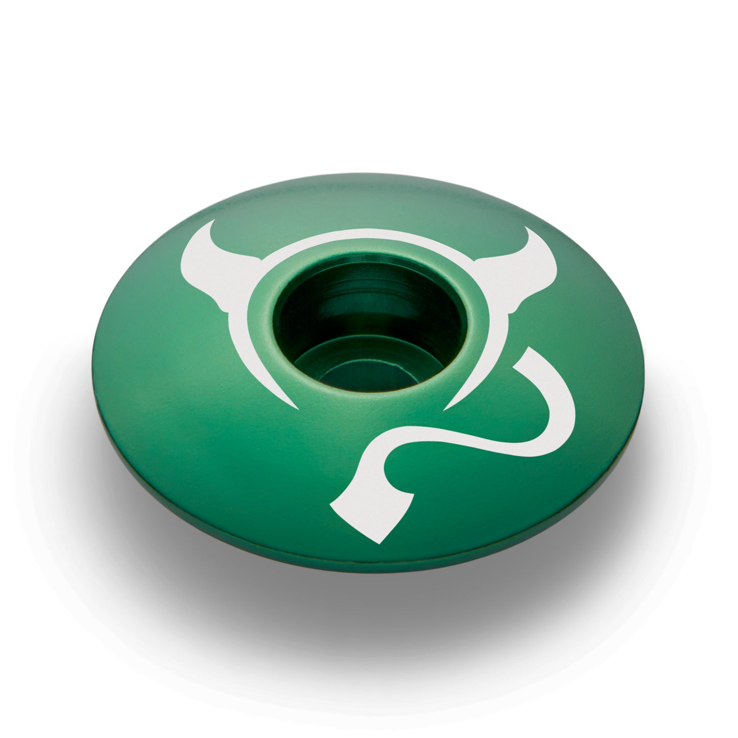 Dark green stem cap for bicycles with a high-quality 6061 aluminum construction.