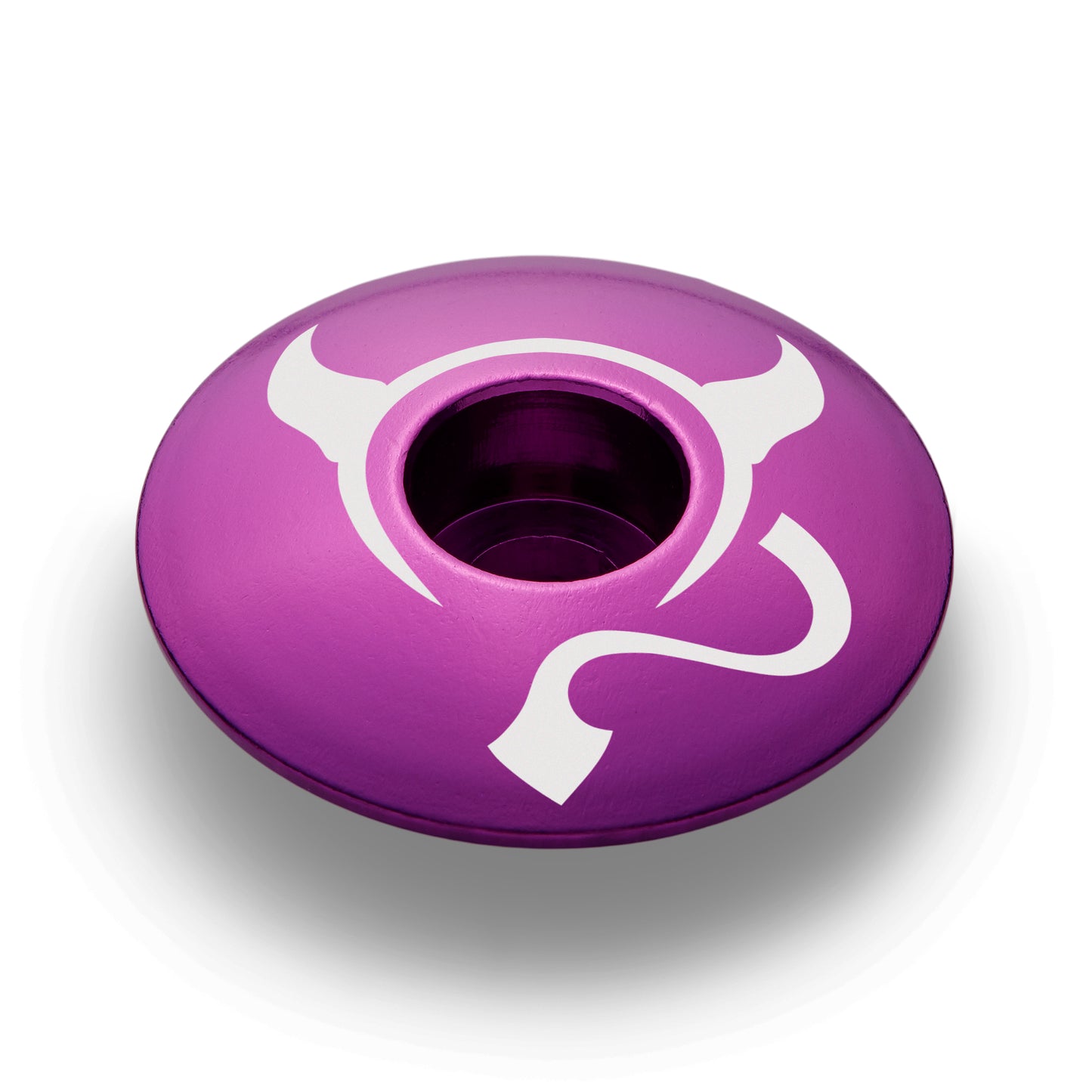 Purple bicycle top cap made from durable 6061 aluminum fits 1 1/8" steerer tubes.