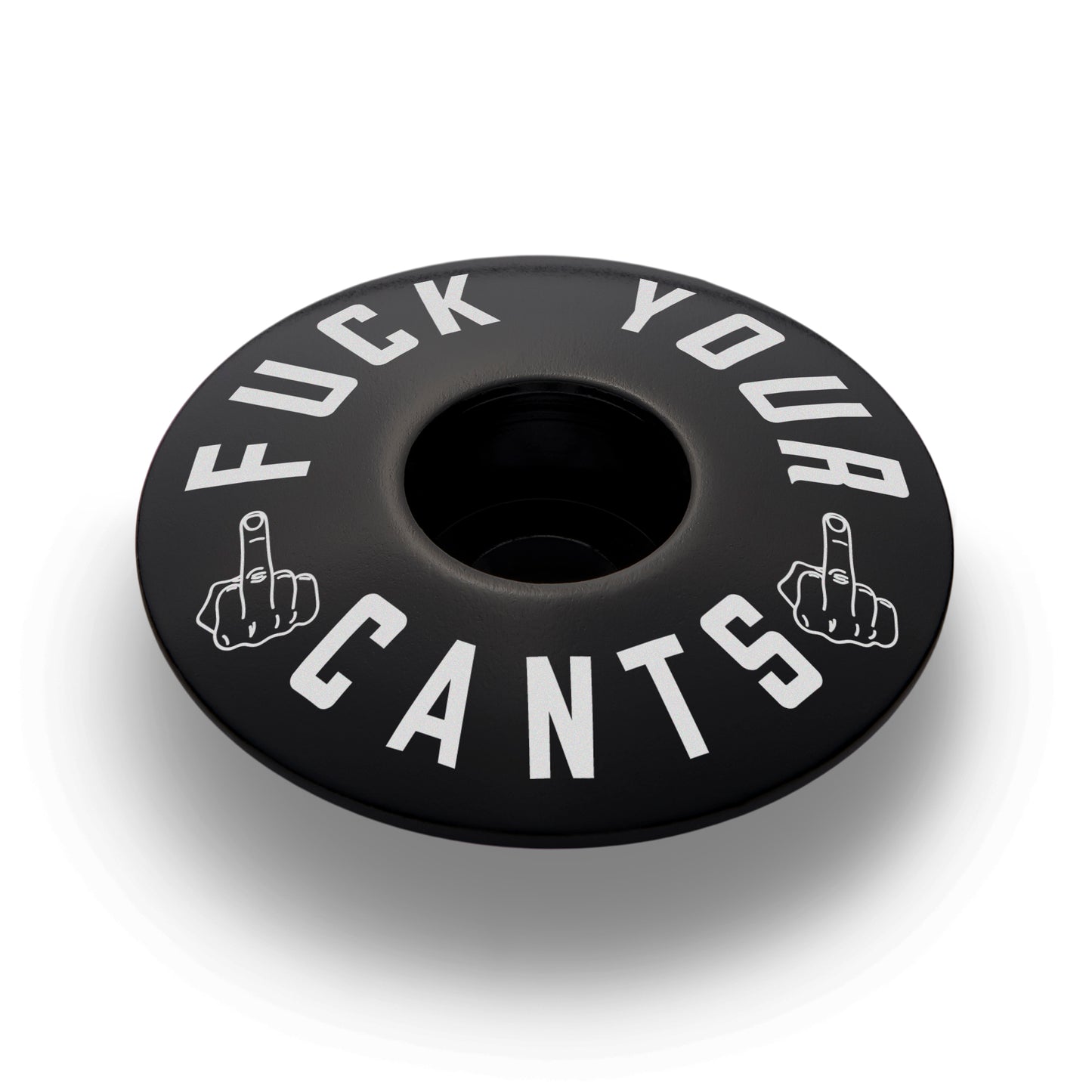Black bike headset cap made of lightweight aluminum designed for 1 1/8" steerer tubes