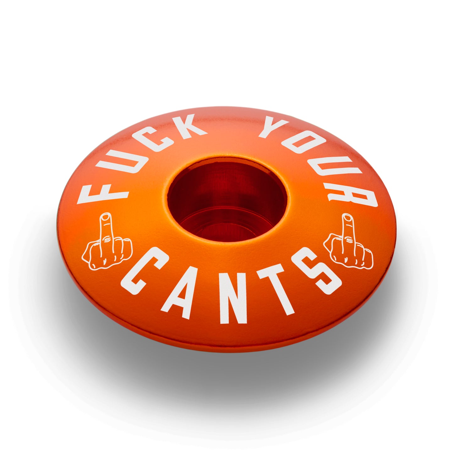 Orange bike stem cap made for enhancing 1 1/8" steerer tube setups