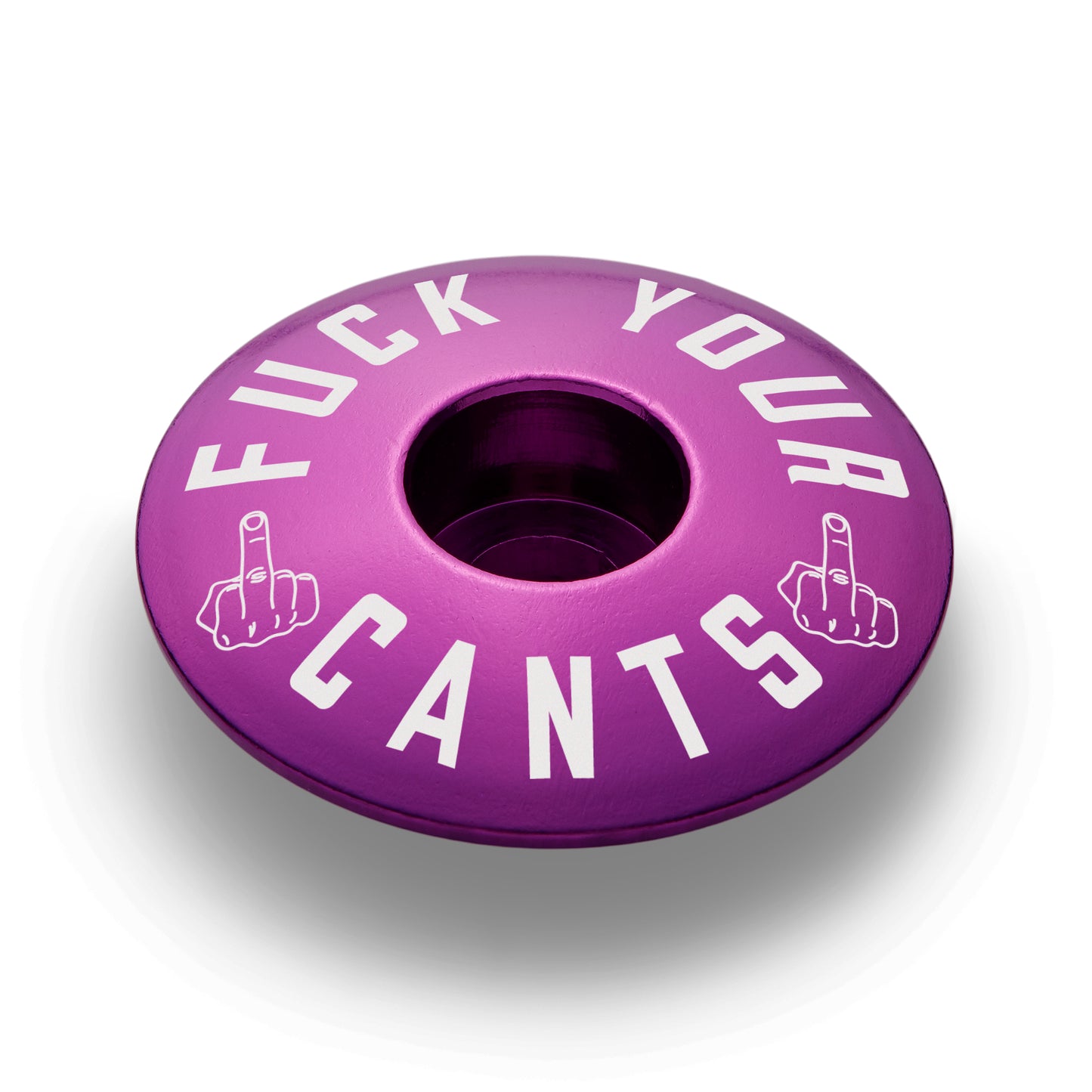 Purple bike topcap built with durable aluminum for custom bicycle components
