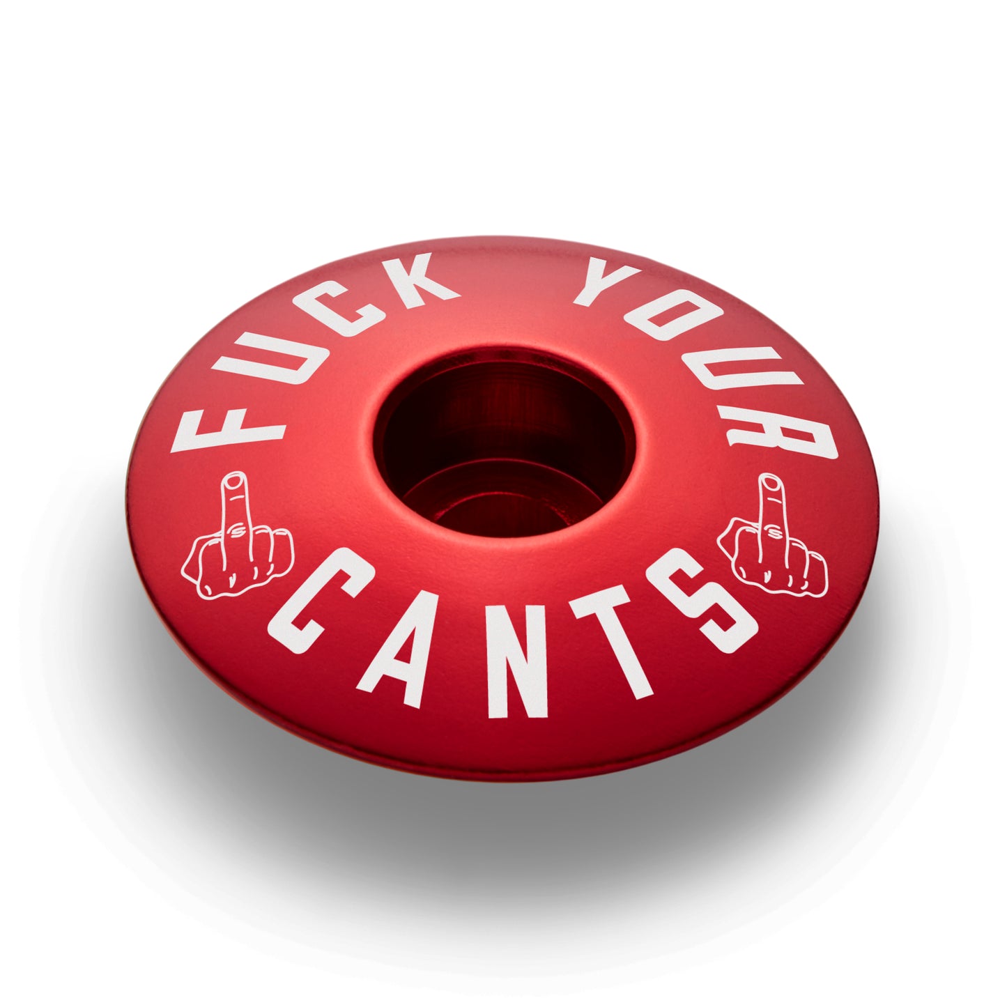 Red bicycle stem cap crafted from durable aluminum perfect for custom bike setups