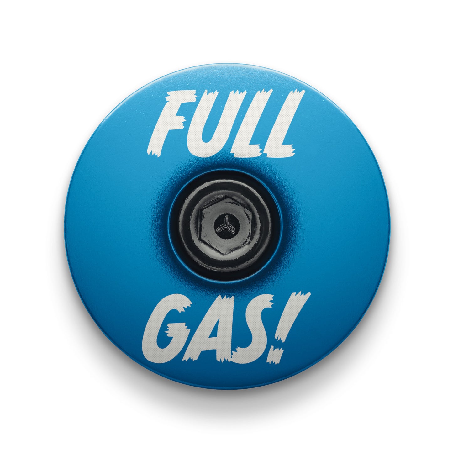 The blue top cap for bicycles made with lightweight 6061 aluminum.
