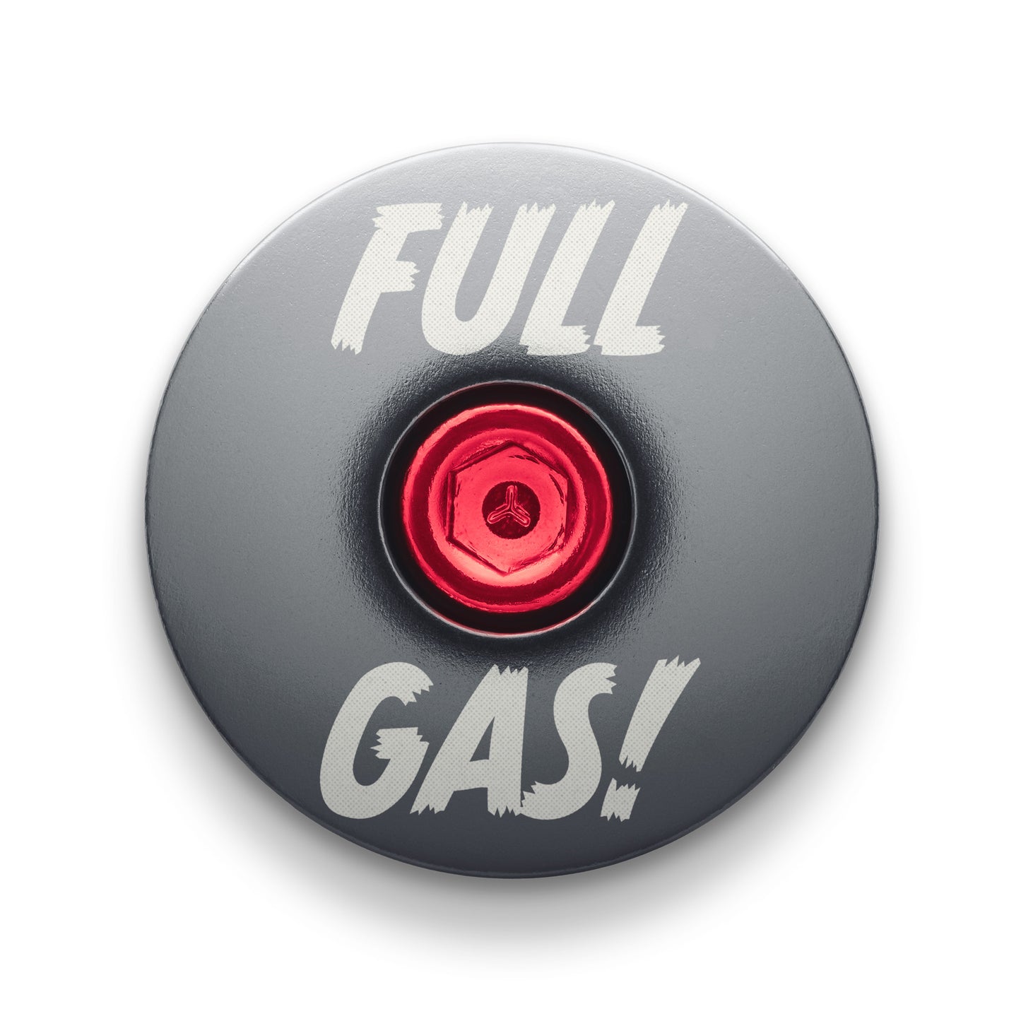 Gray stem cap compatible with standard 1 1/8" steerer tubes.