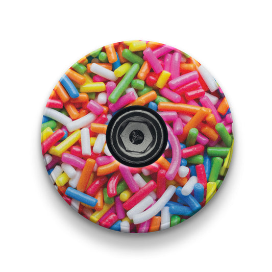 Ice Cream Sprinkles Custom Bicycle Headset Cap bright sprinkle design fits securely on most bikes for a functional cycling accessory.