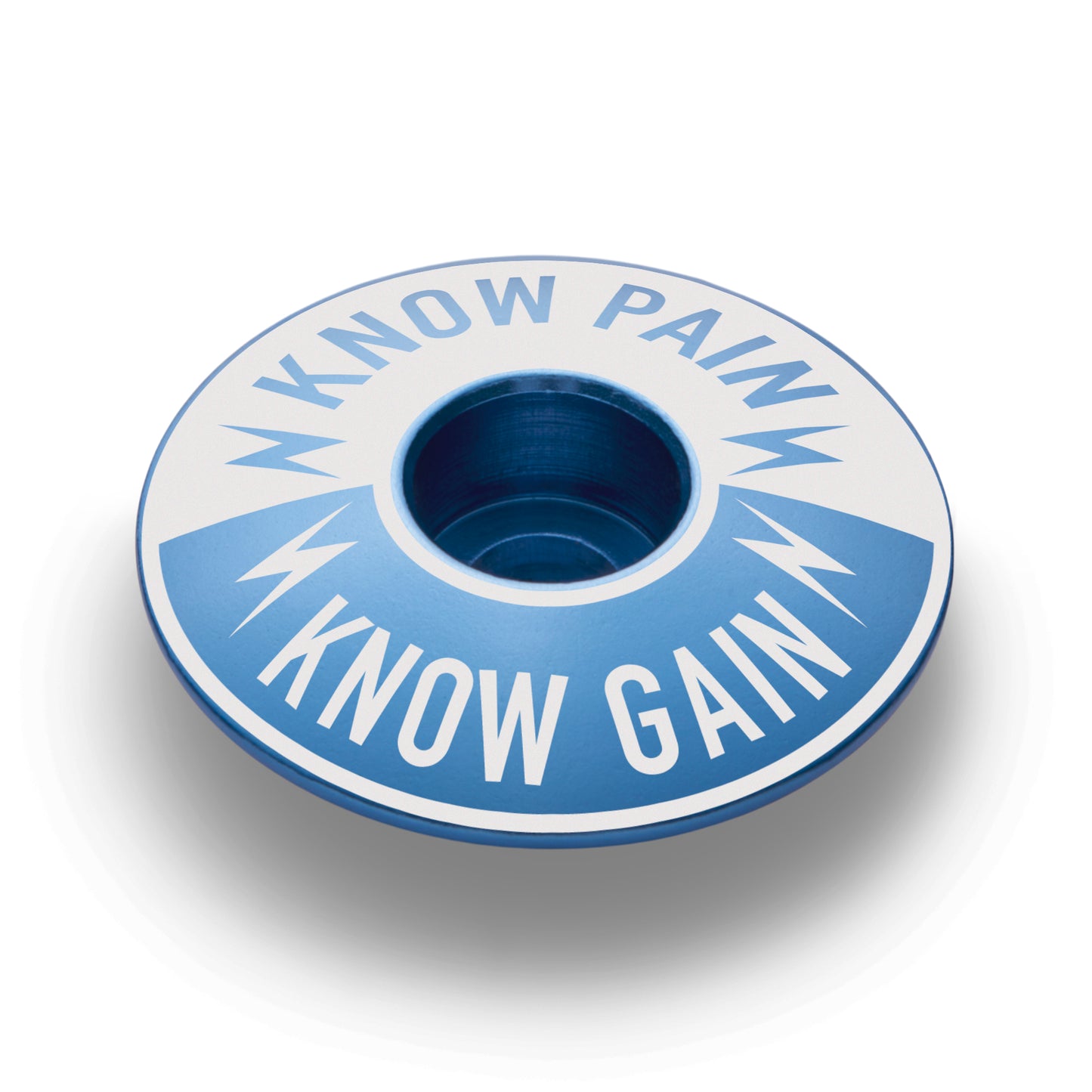 Know Pain Know Gain bicycle headset cap, a symbol of resilience for serious cyclists.
