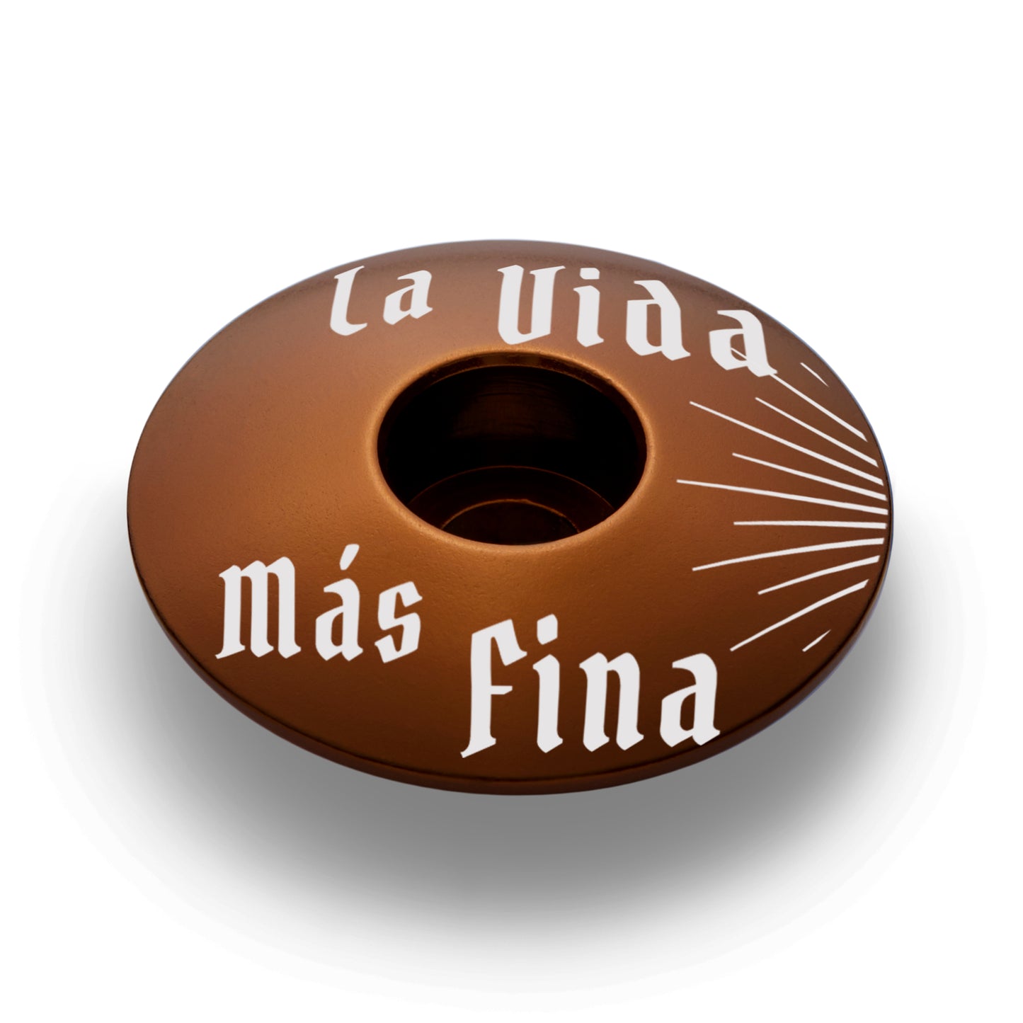 Brown bike top cap offering a unique finish.