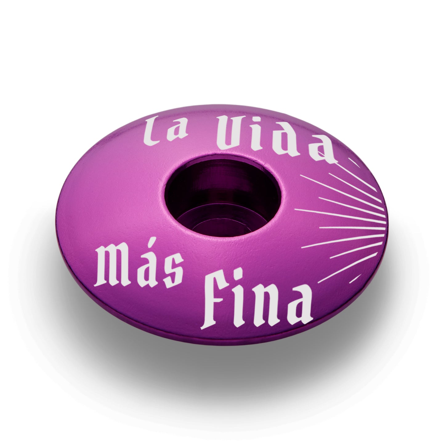 Purple custom bicycle headset cap for personalized style.