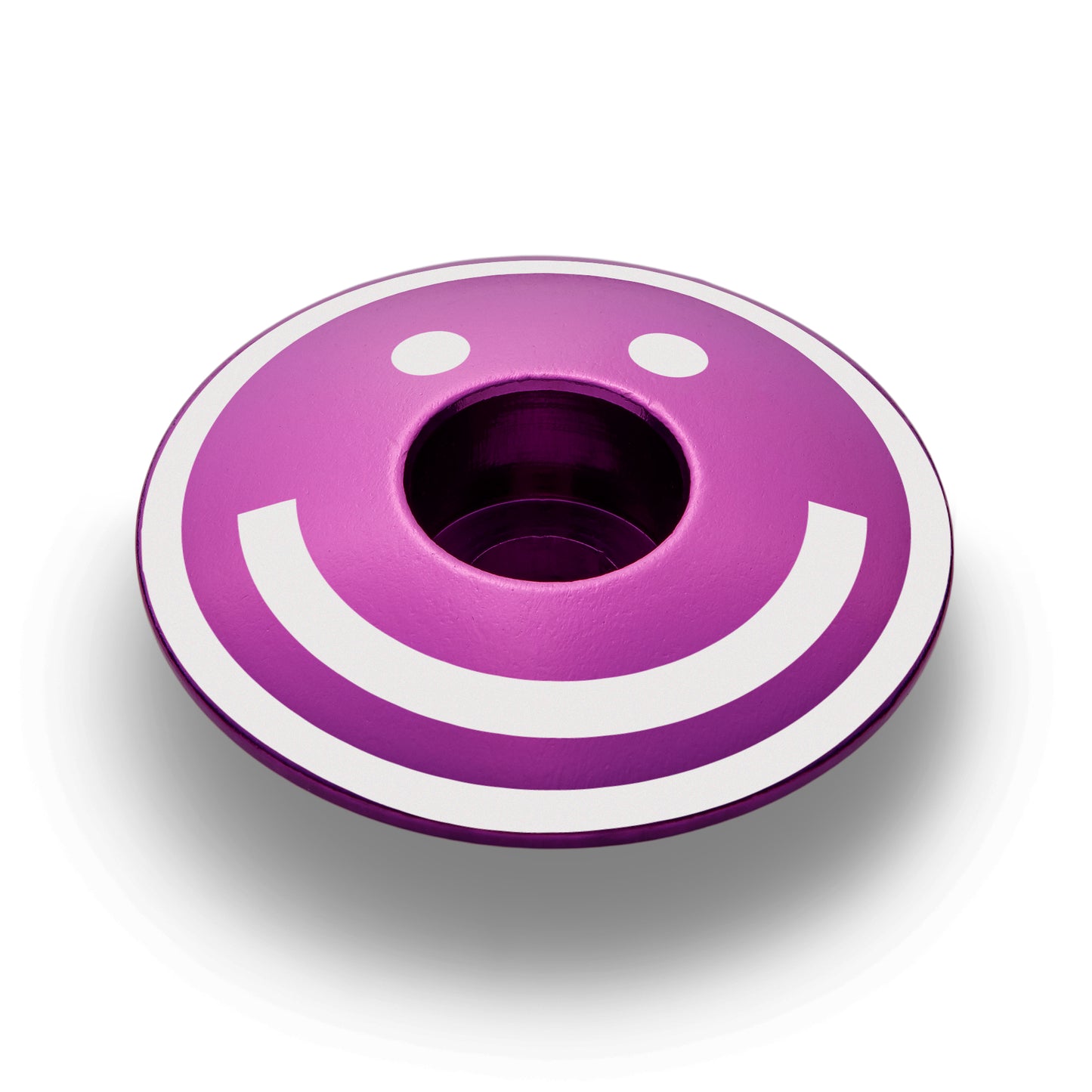 Purple mountain bike stem cap for added flair