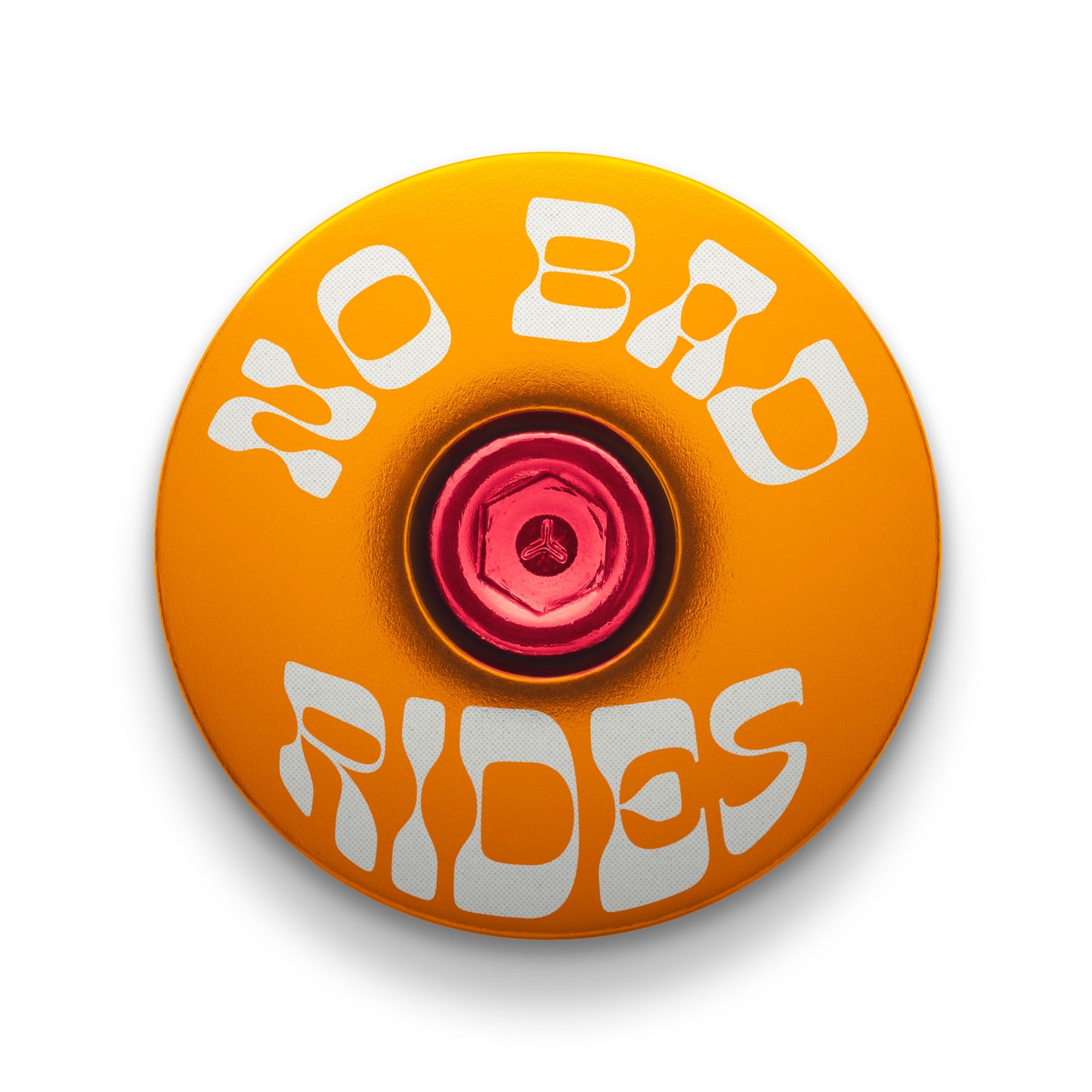 Gold top cap for bikes with 'No Bad Rides' reminder for all riders