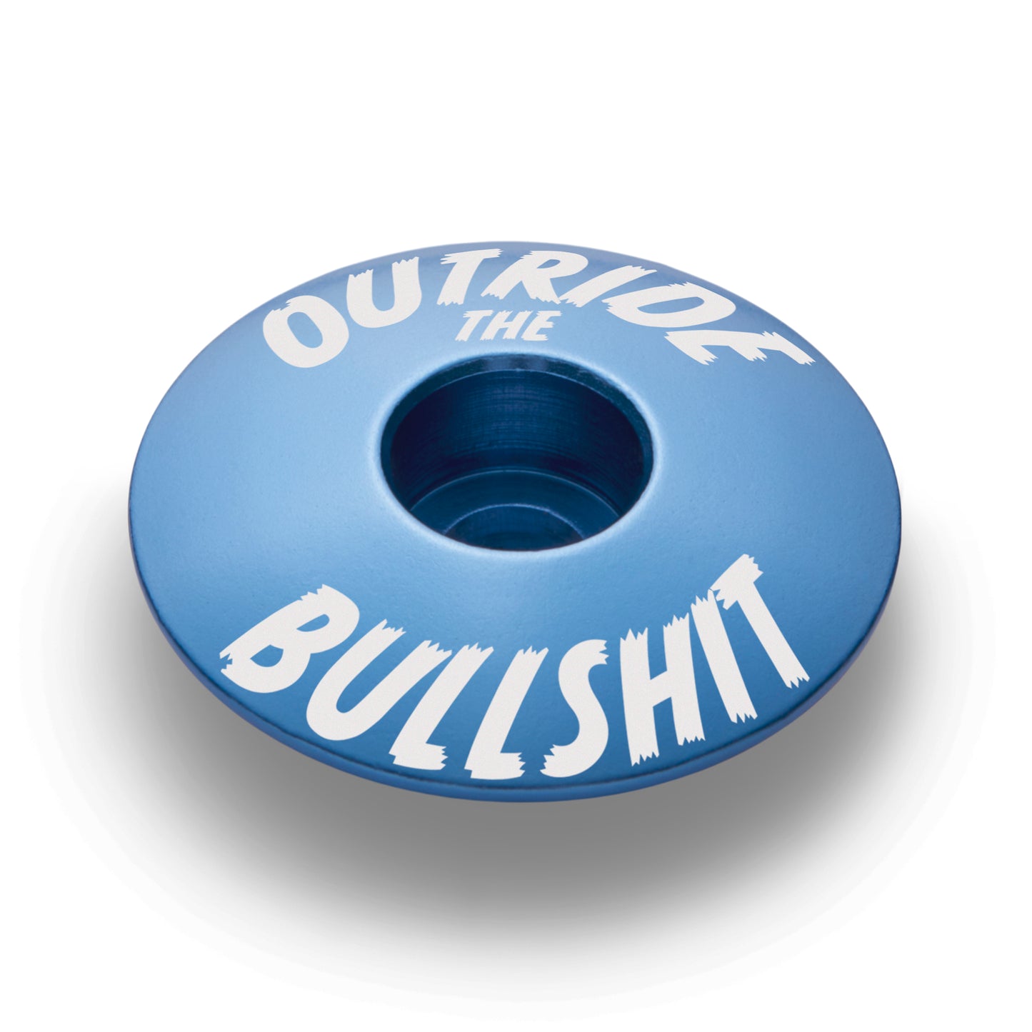 Blue top cap designed for 1 1/8" bike steerer tubes