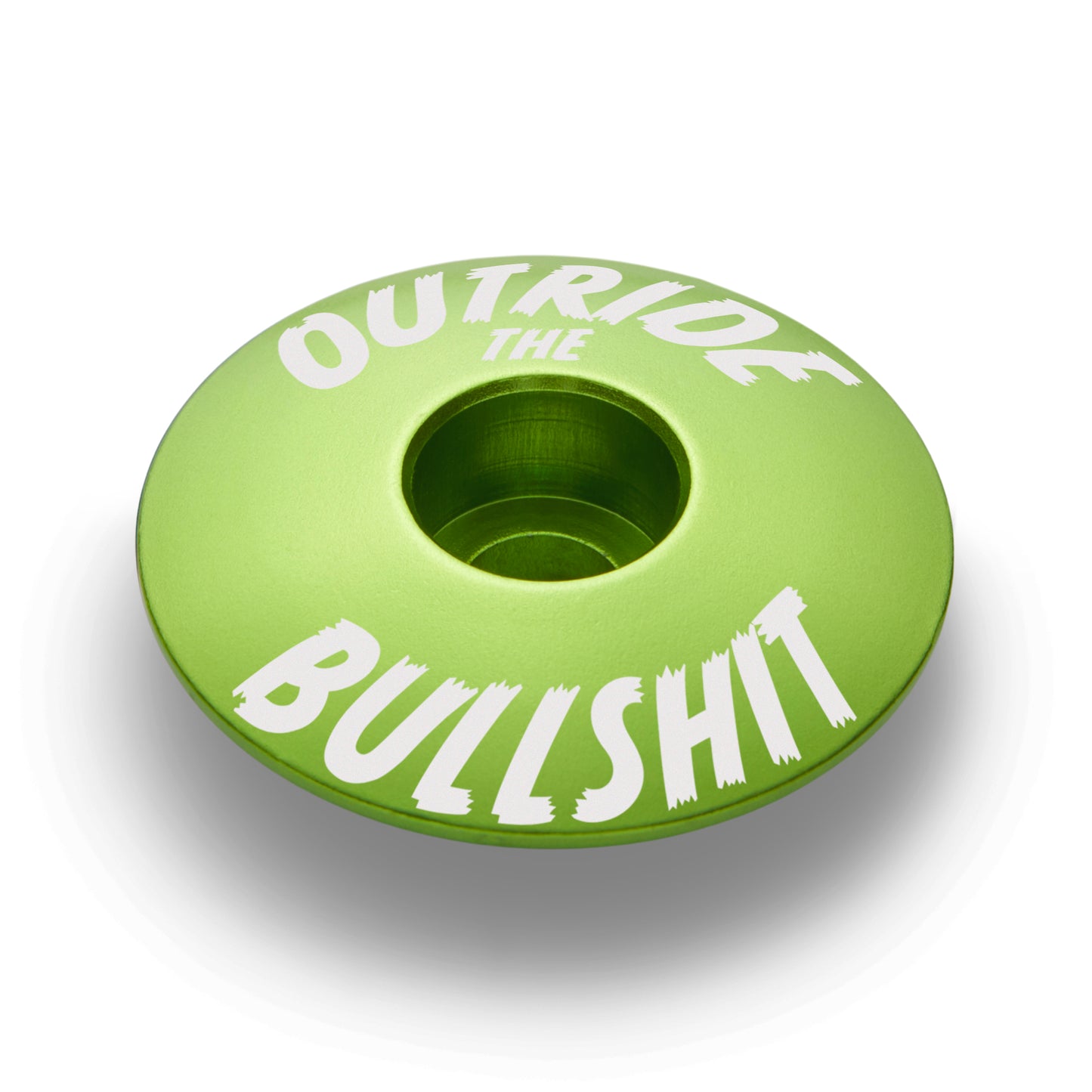 Lime green headset cap for cycling upgrades.