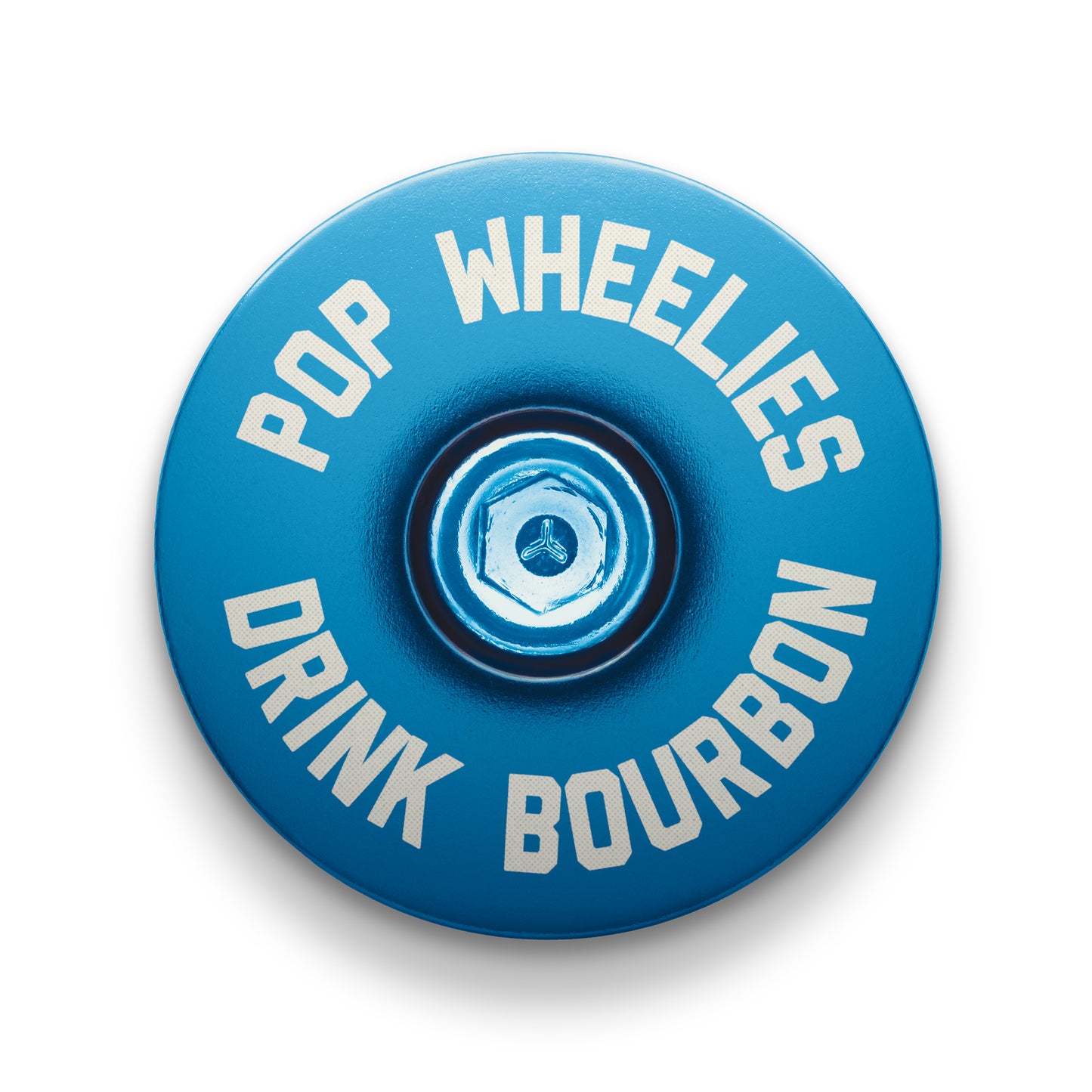 Blue bike headset cap crafted for a sleek customization of mountain or road bikes.
