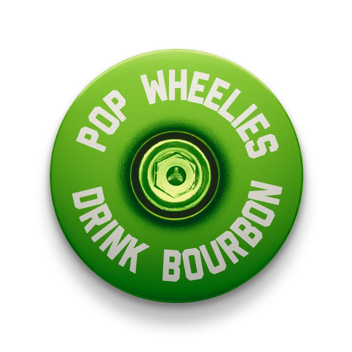 Lime green bike headset top cover for easy customization and lightweight design.