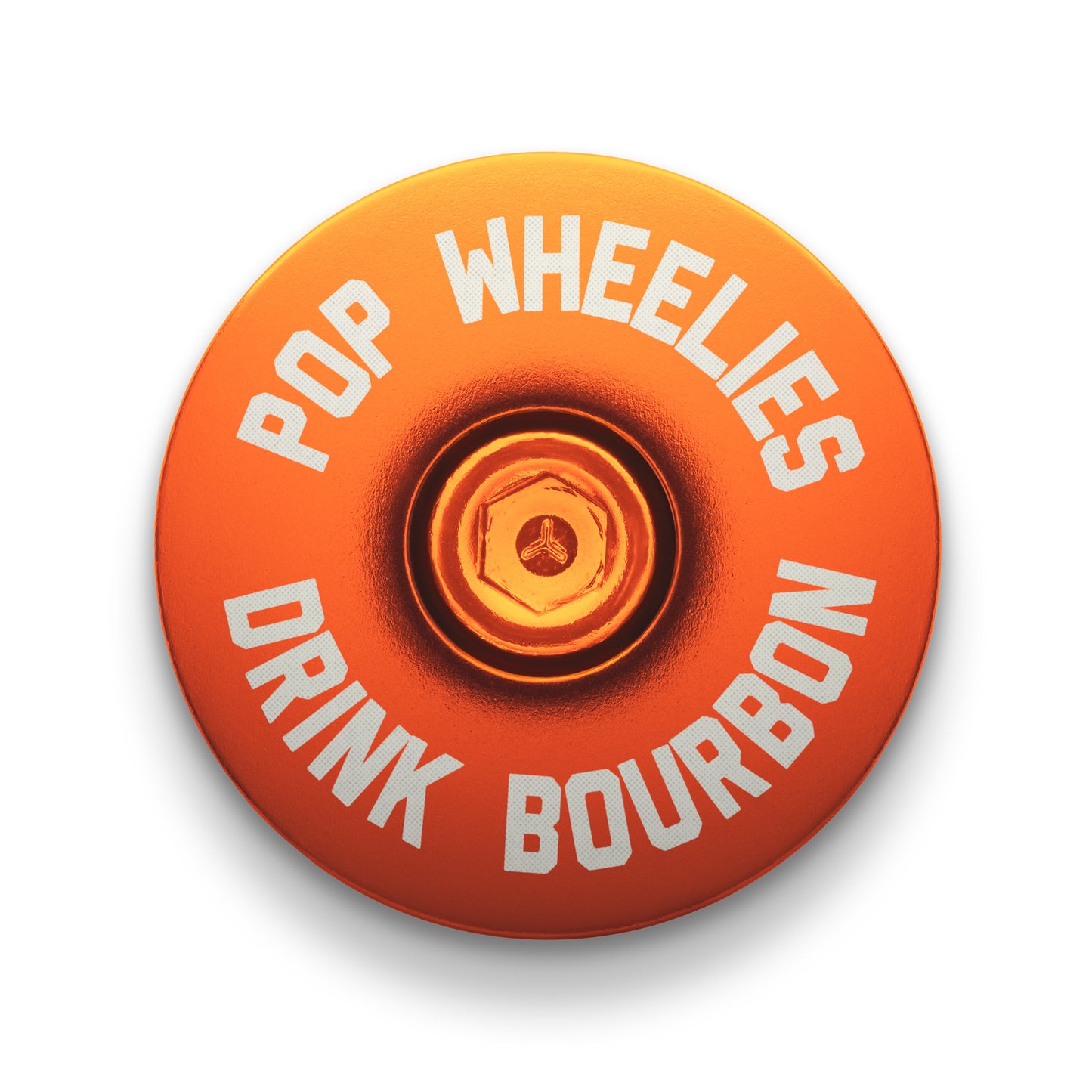 Orange bike top cap designed for a vibrant and personal touch to your cycling setup.