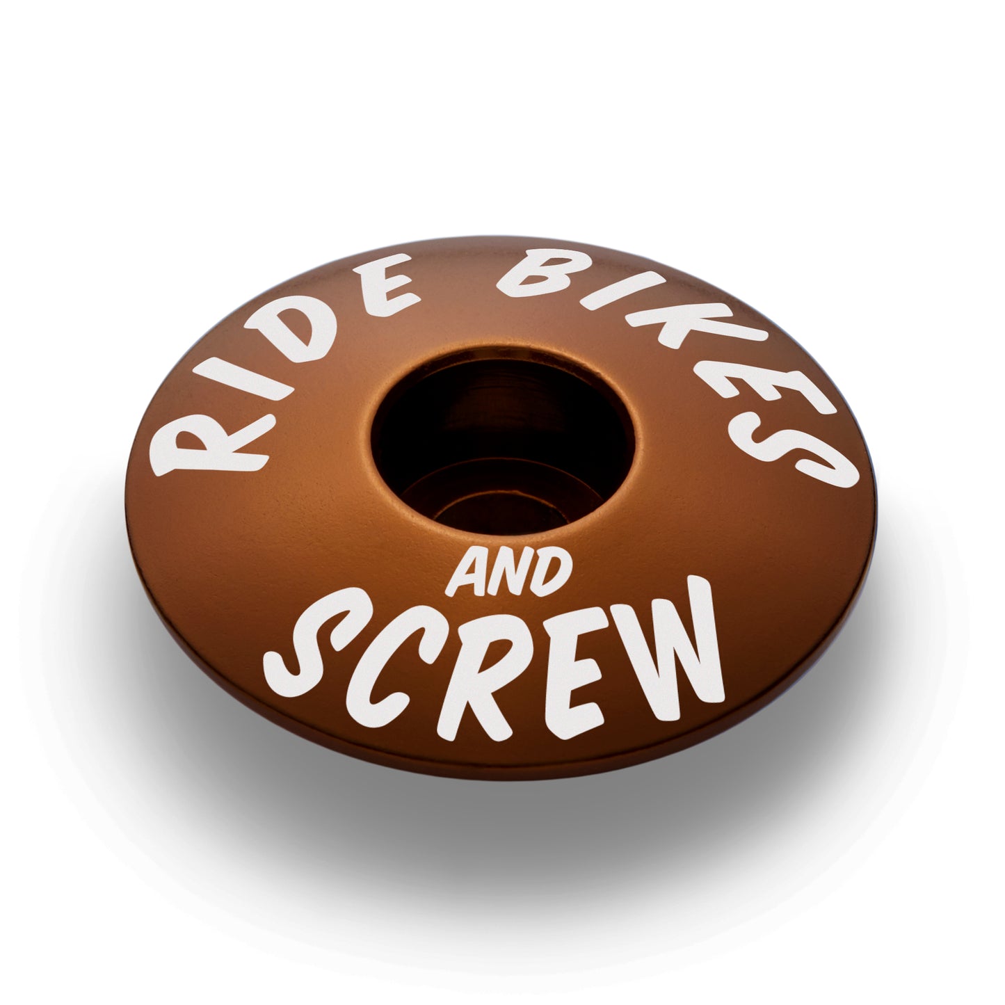 Brown bicycle stem top cap for 1 1/8" steerer tube lightweight and reliable.