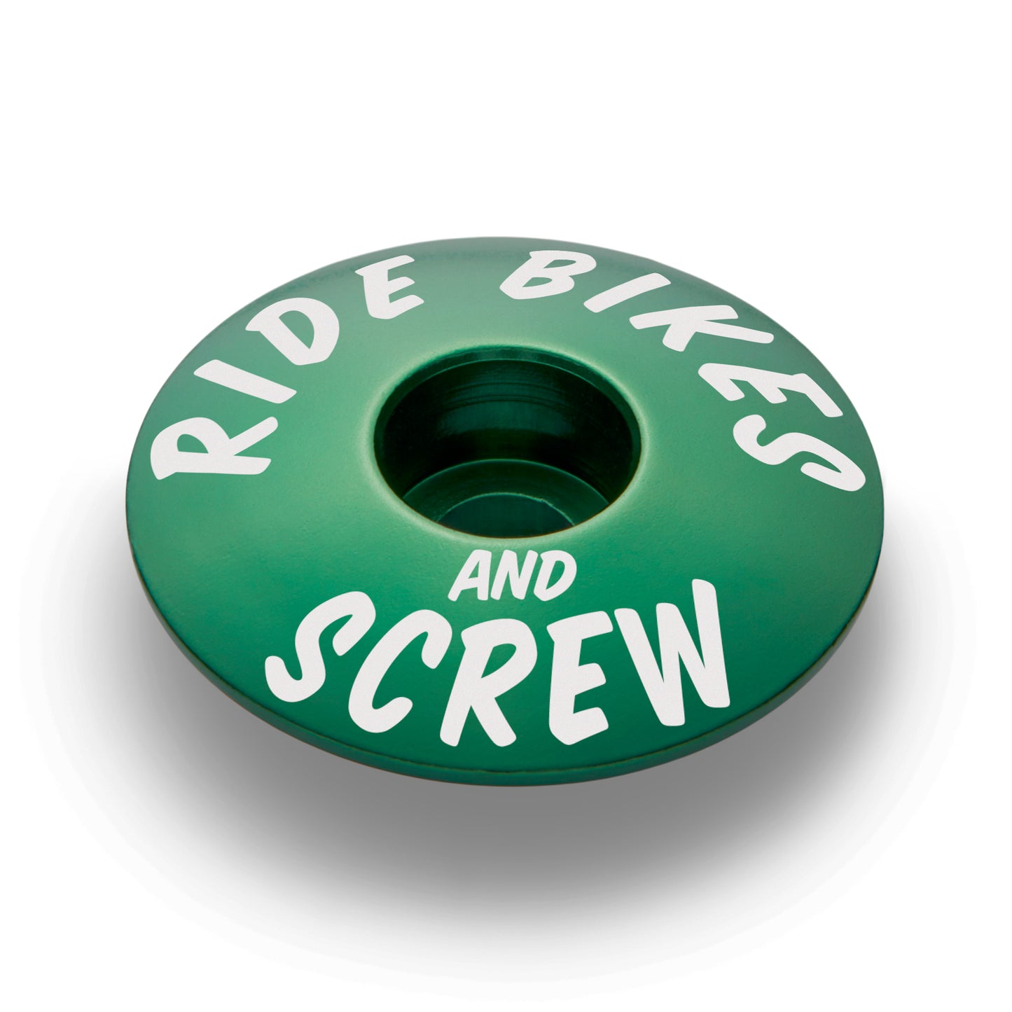 Dark green bike headset cap lightweight and durable for 1 1/8" steerer tubes.
