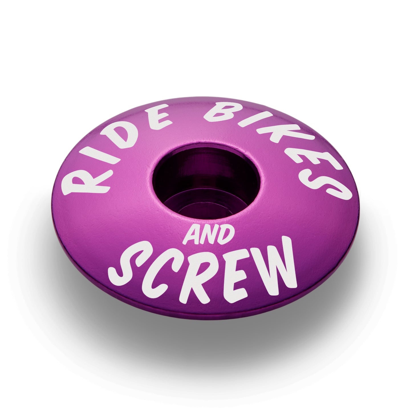 Purple bike headset cap tailored for 1 1/8" steerer tube perfect for personalization.