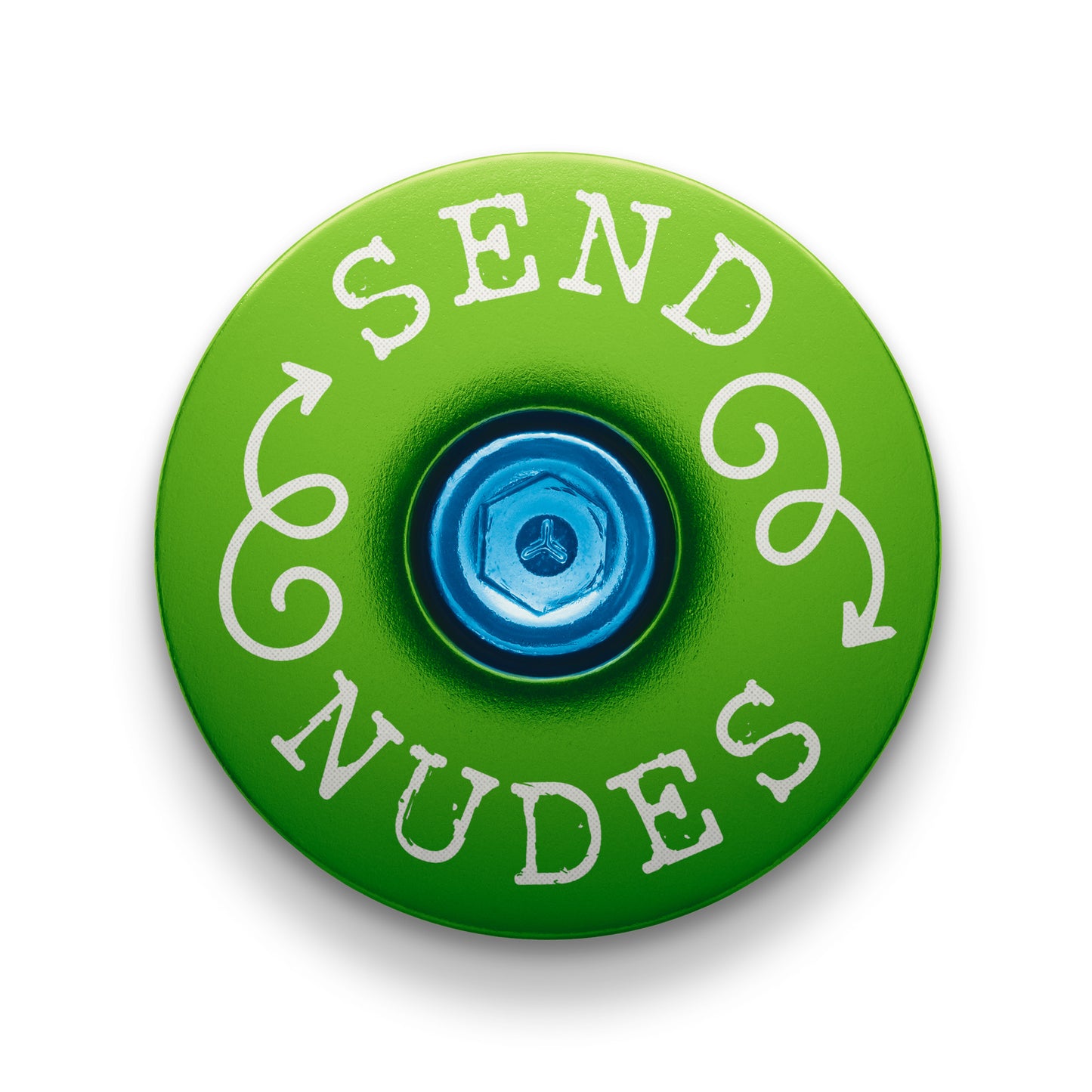 Lime green bike top cap for personalized bicycle accessories.