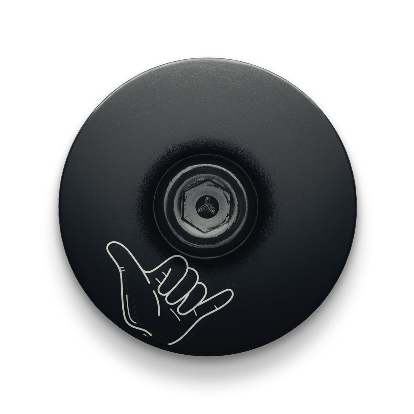 Black bicycle headset cap designed for 1 1/8-inch steerer tubes compatible with modern mountain and road bikes.