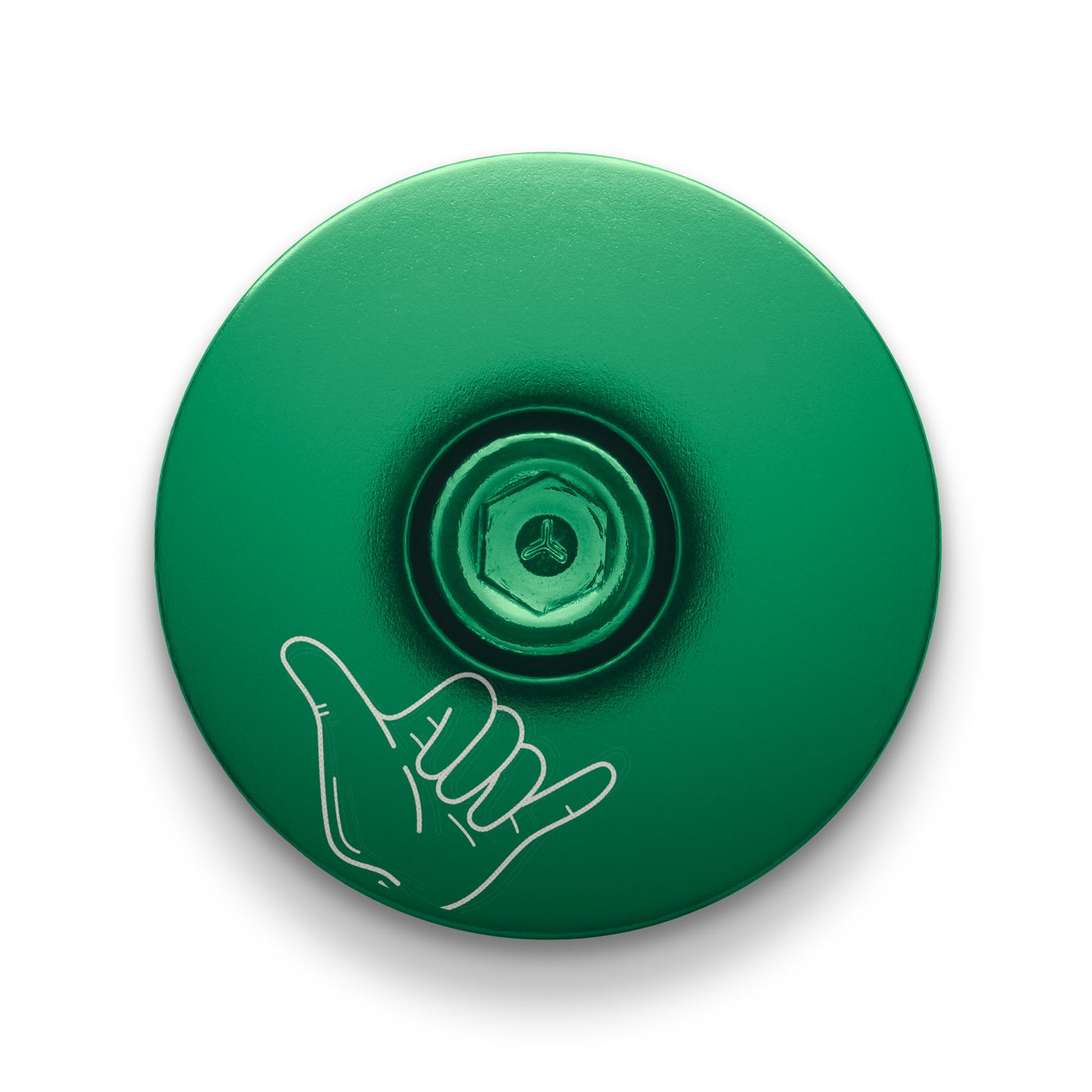 Dark green bike headset cap designed for 1 1/8-inch steerer tubes compatible with most bicycles.