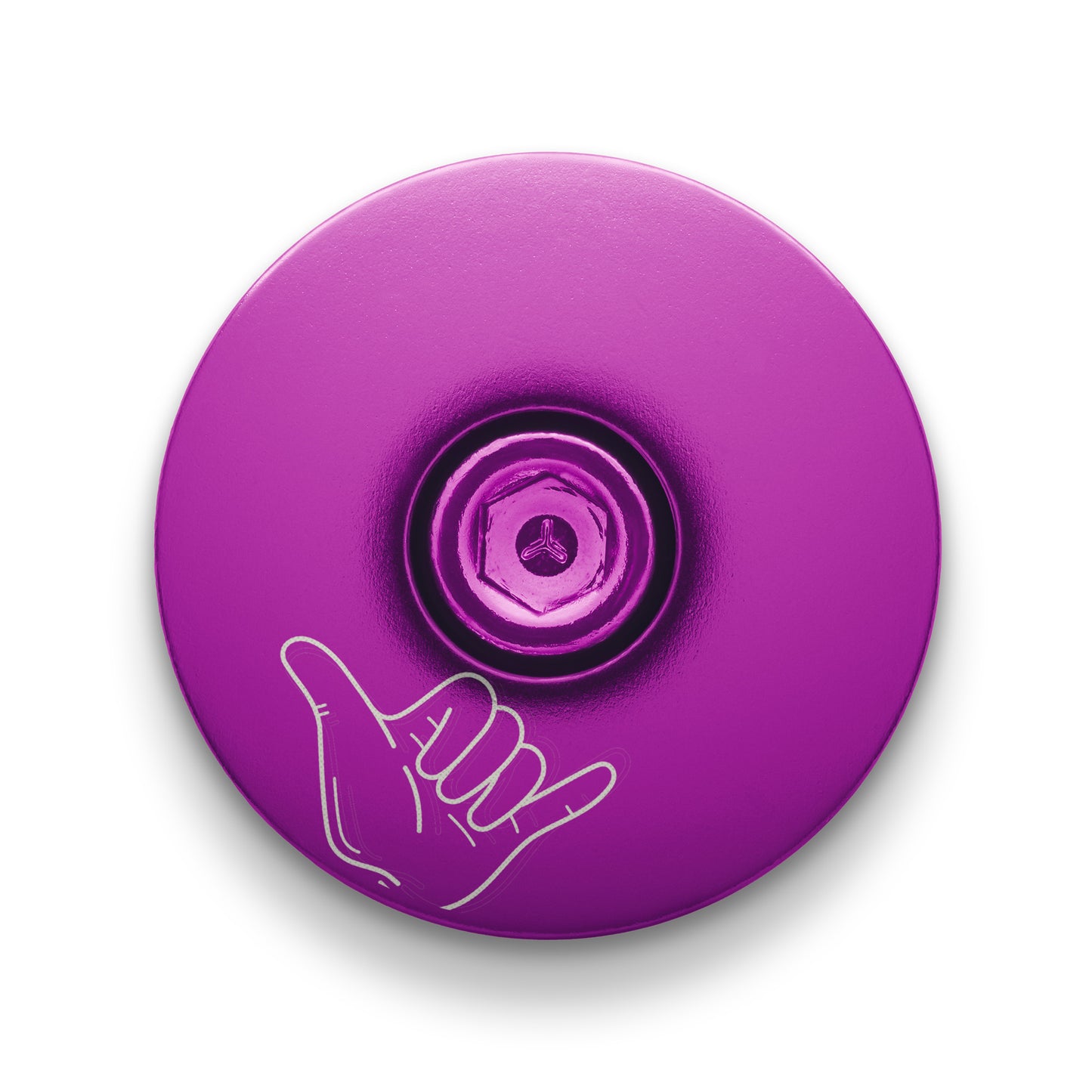 Purple cycling top cap for custom bike setups compatible with mountain road and BMX bikes.