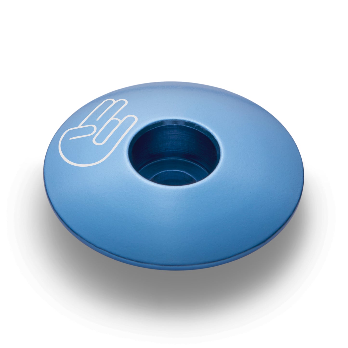Blue bike stem cap made of durable aluminum designed to enhance your bicycle's safety and custom look.