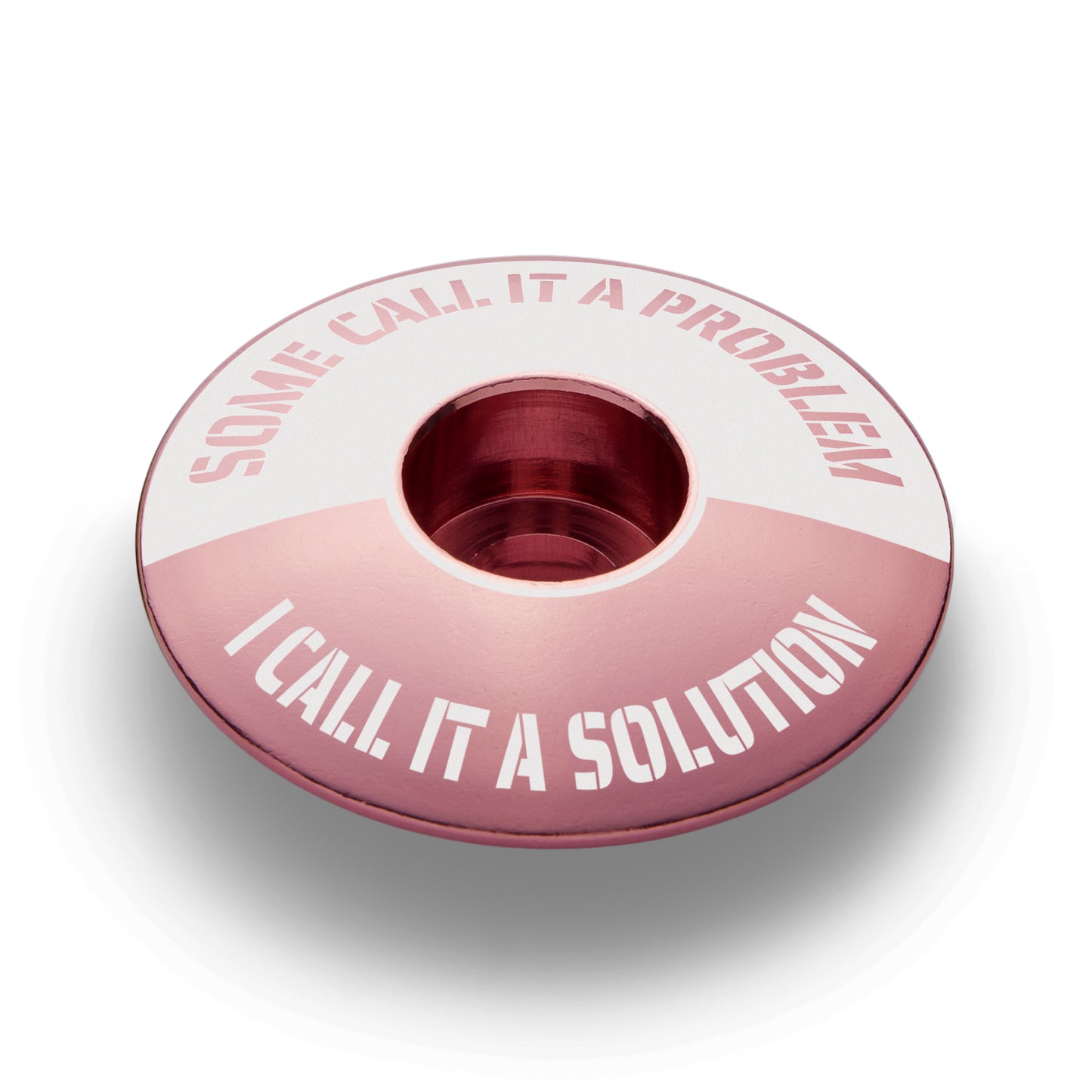 Pink stem top cap for bicycles offering a stylish custom touch to your bike headset.
