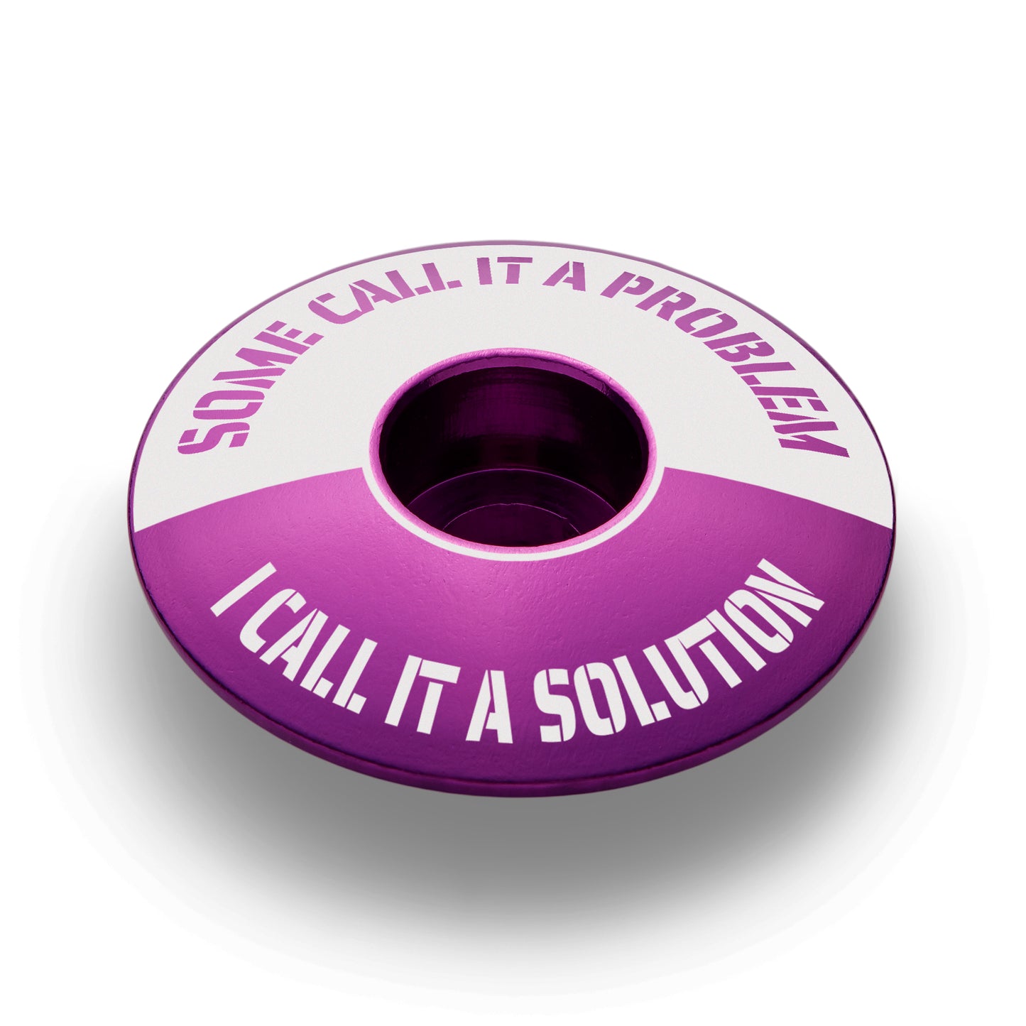 Purple bicycle headset cap for a vibrant custom stem cap and bike top cover.