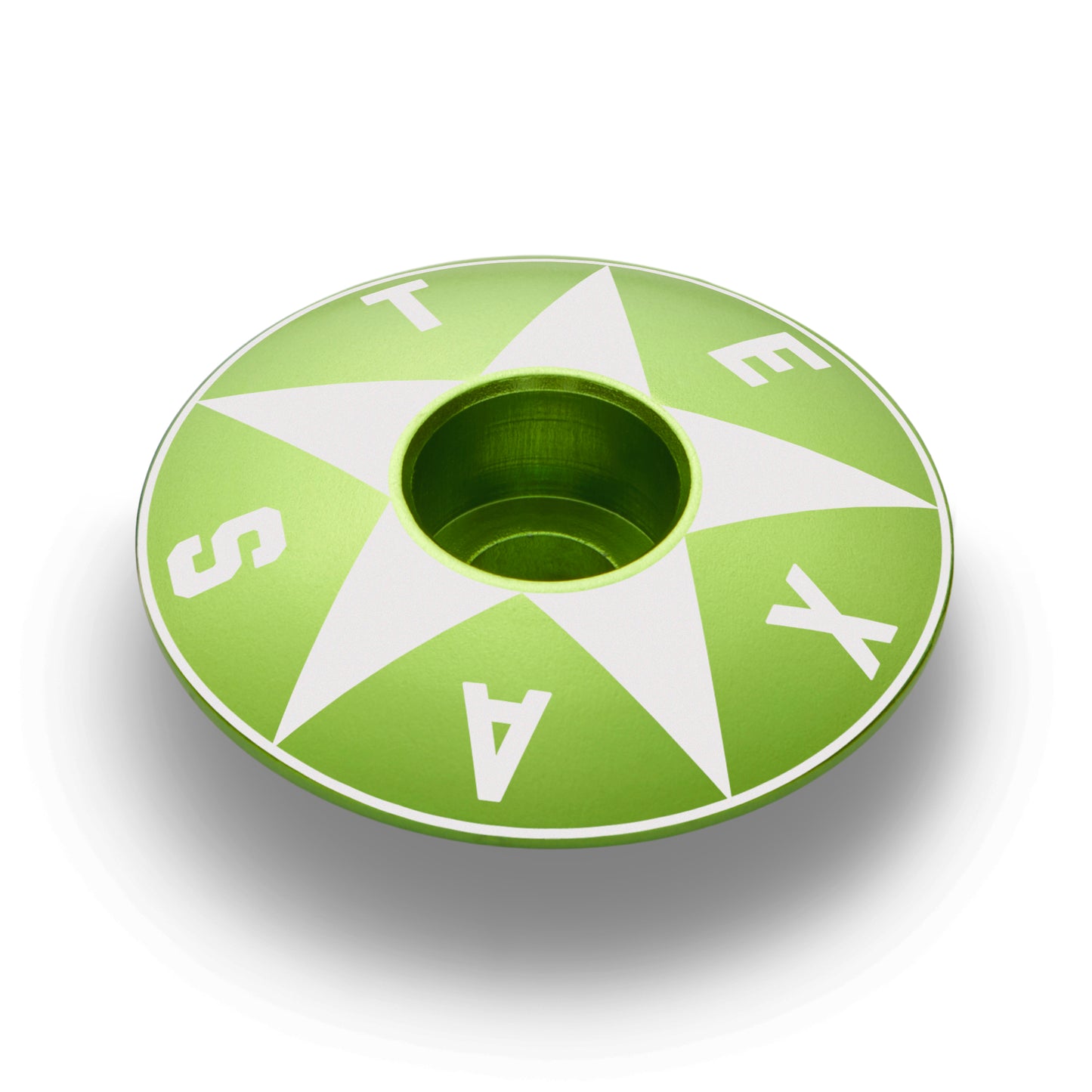 Lime green bike top cap with a Texas-inspired star and lettering.