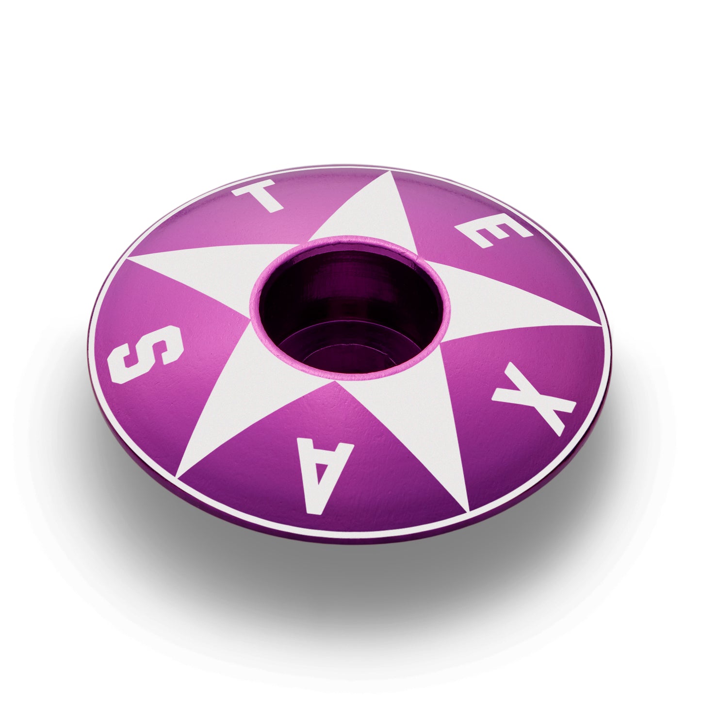 Purple cycling top cap inspired by Texas license plate designs.