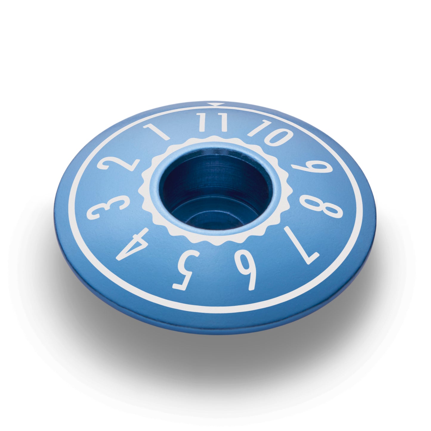 Blue bike headset cap for 1 1/8" steerer tube, perfect for adding style to your bike components.