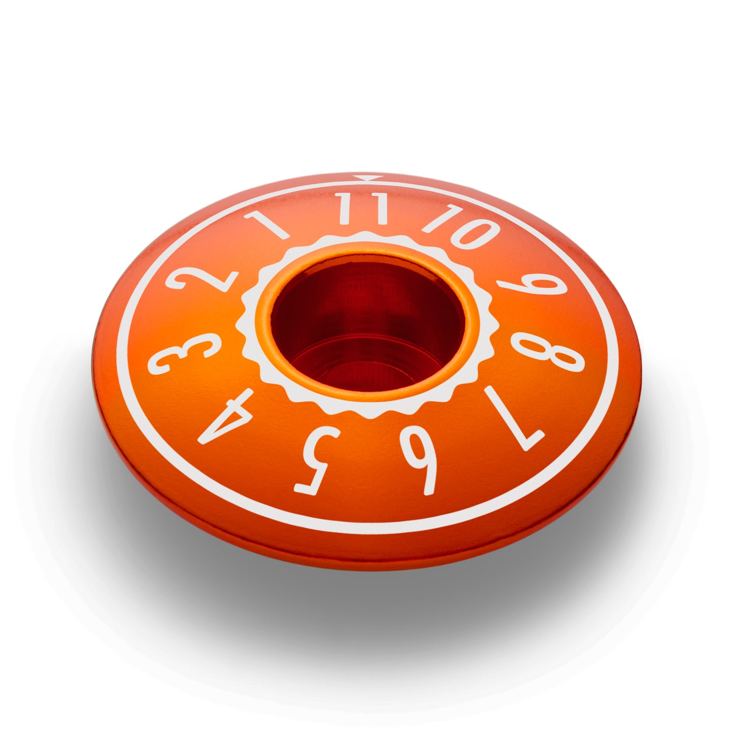 Orange bike headset cap, a great addition to your bike top cap collection.