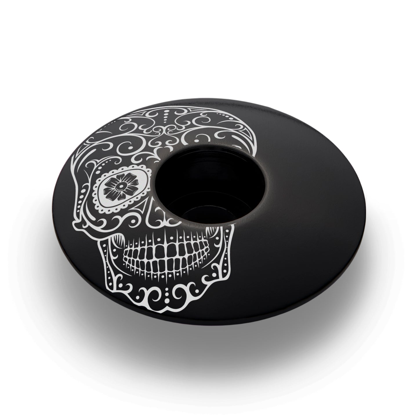 Vía de Muertos bicycle stem cap black color, custom top cap for bike headset, bike components.