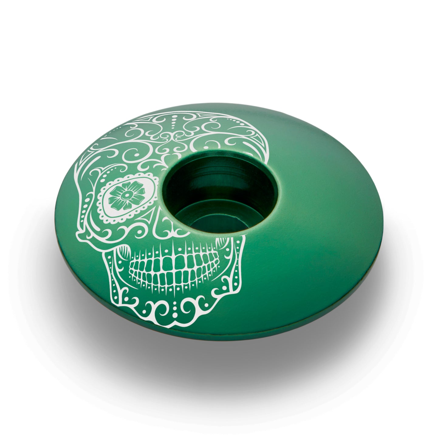 Vía de Muertos bicycle stem cap dark green, bike headset top cap, custom bike components