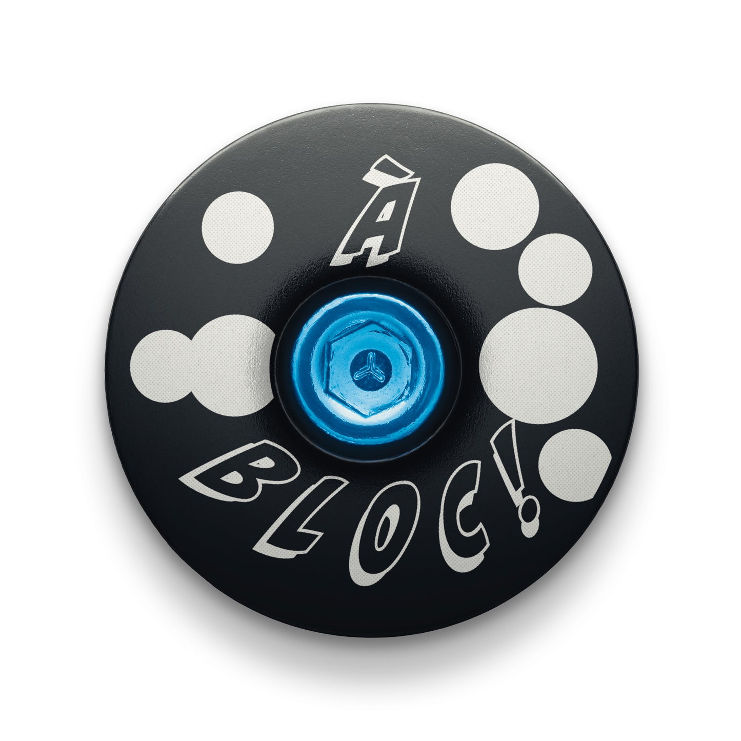 à Bloc bike headset cap mounted on a bicycle, showcasing custom cycling top cap design.