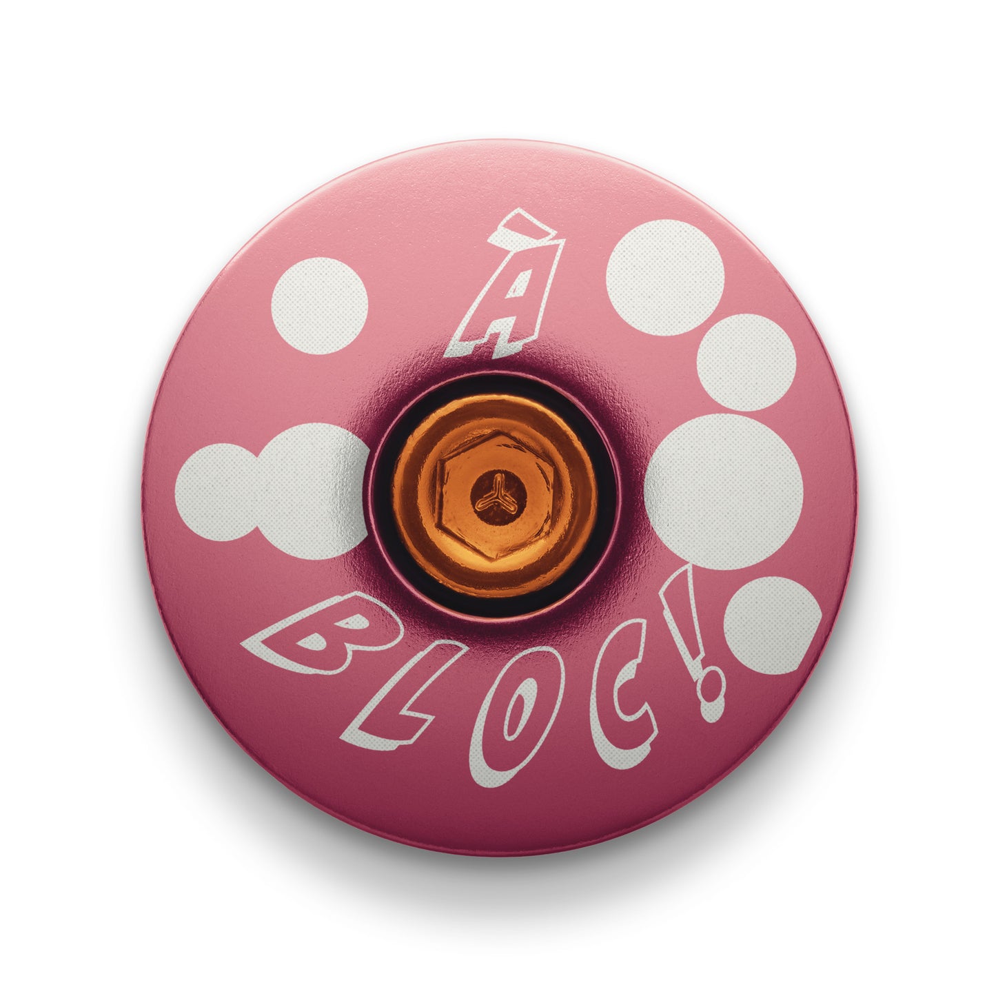 Pink stem topcap for bicycles, stylish and lightweight bike headset cap.