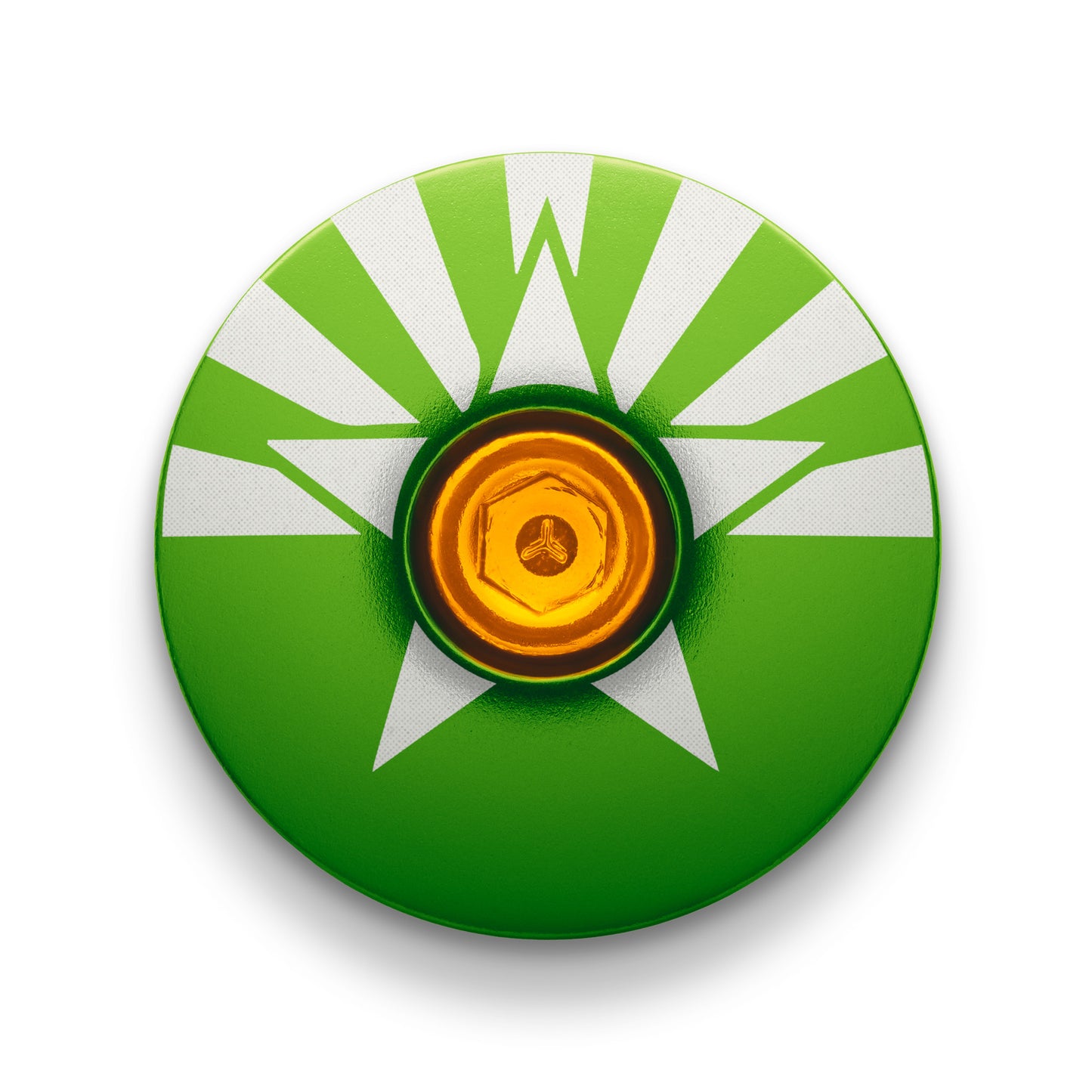 Eye-catching lime green headset cap engraved with the Arizona flag ideal for mountain bikes.