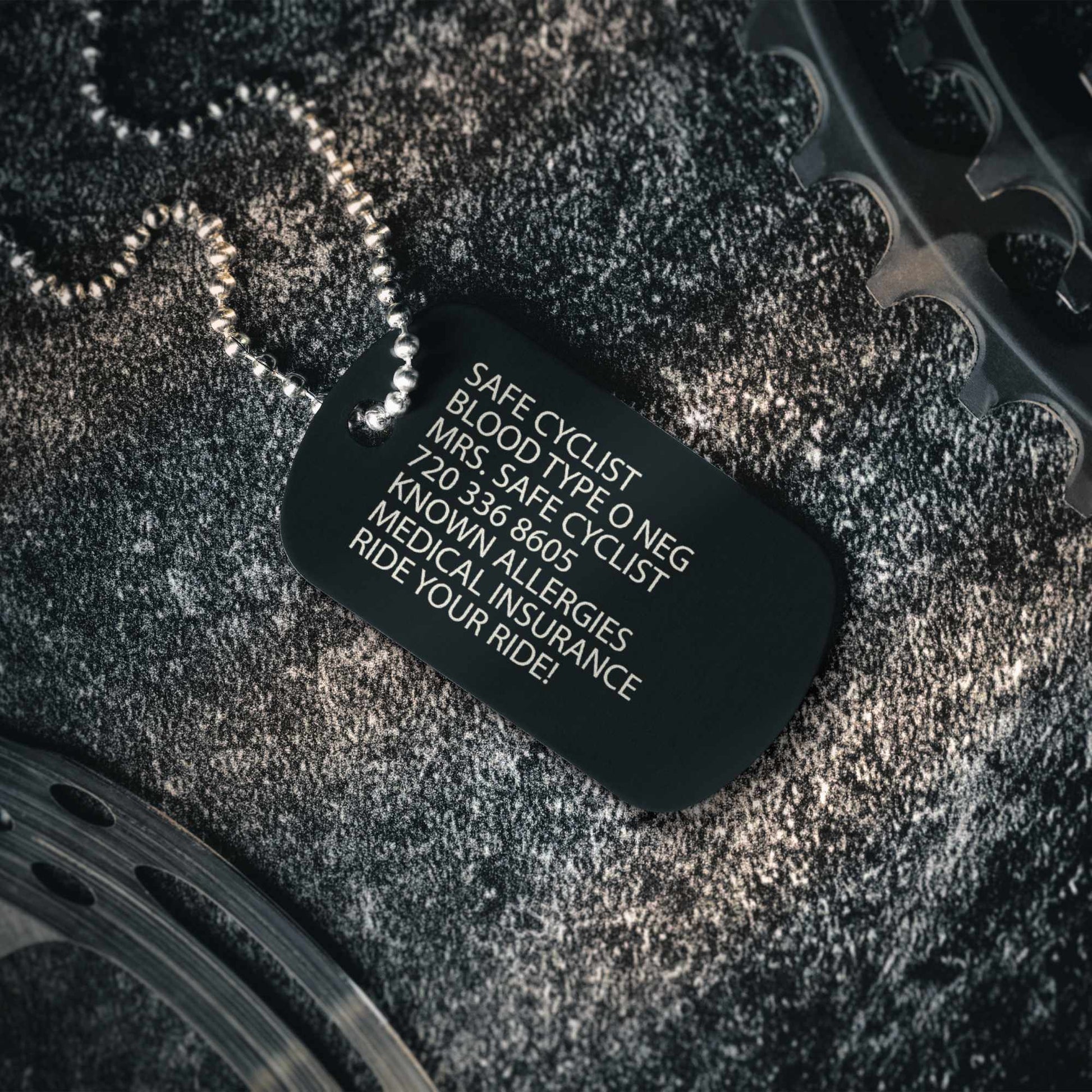 Bicycle Safety Emergency ID Tag Necklace