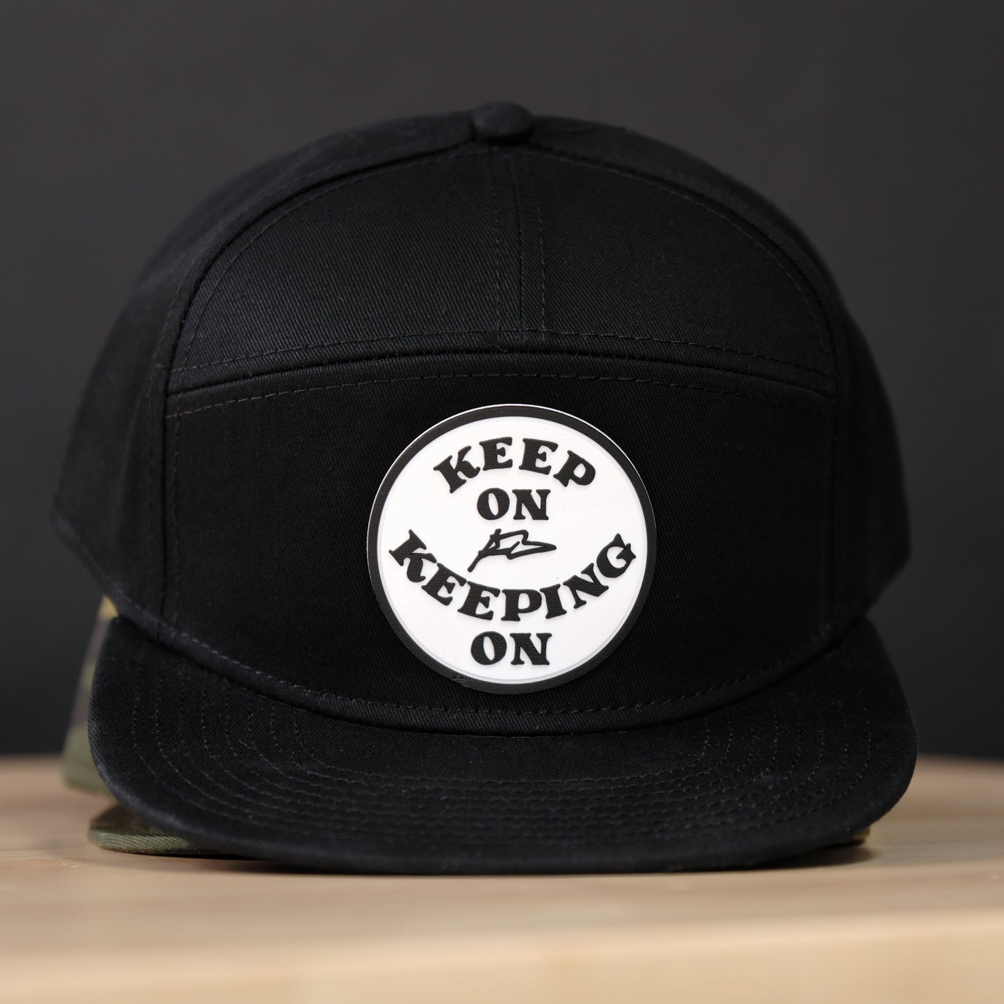 Keep On Keeping On Black 5 Panel Hat -  Ride Your Bicycle with Dispatch Bike