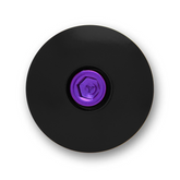 Black bicycle headset cap designed for 1 1/8" steerer tubes on mountain and road bikes.