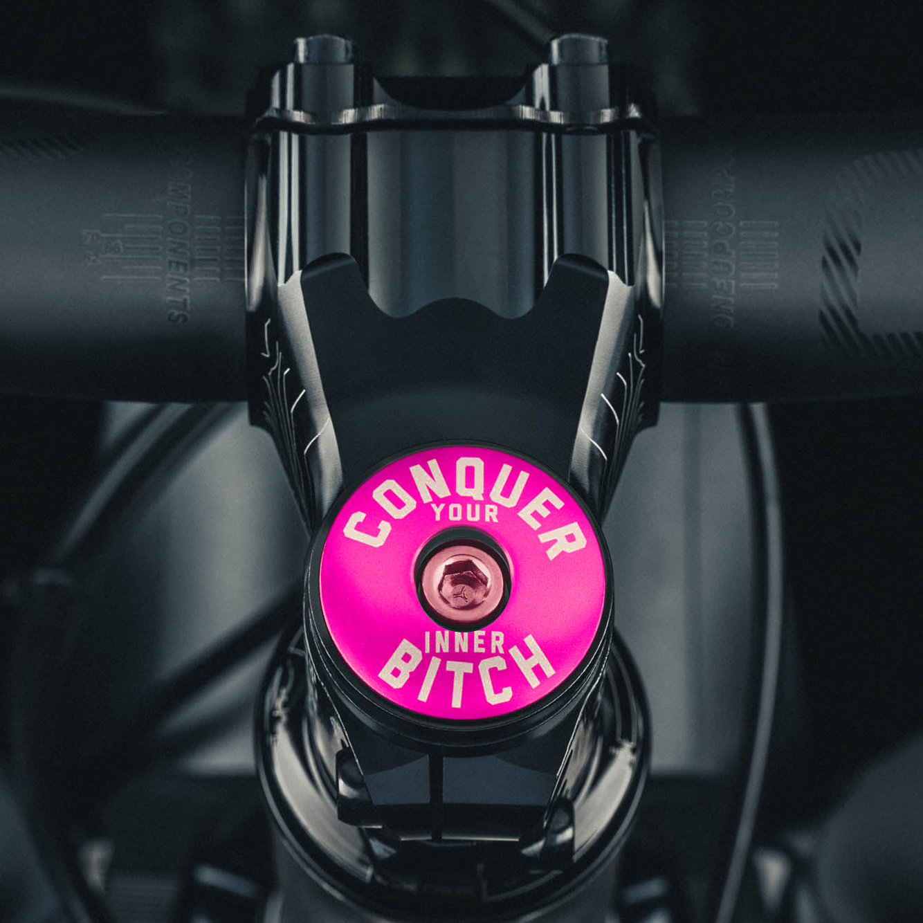 The hot pink bike headset cap is perfect for adding a vibrant personal touch to your cycling gear.