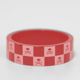 Custom Checkerboard Red MTB 10mm Headset Spacers with Skull Design