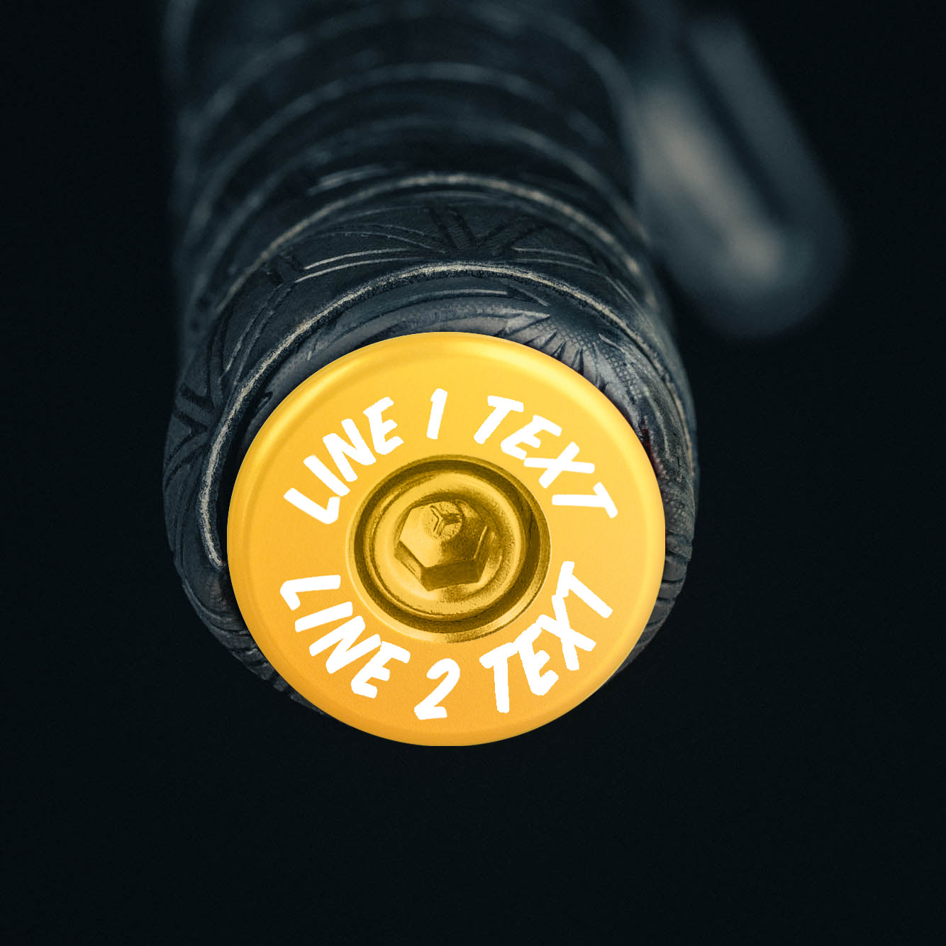 Custom bar end plugs for cyclists, perfect for personalizing your bike with custom top cap design.